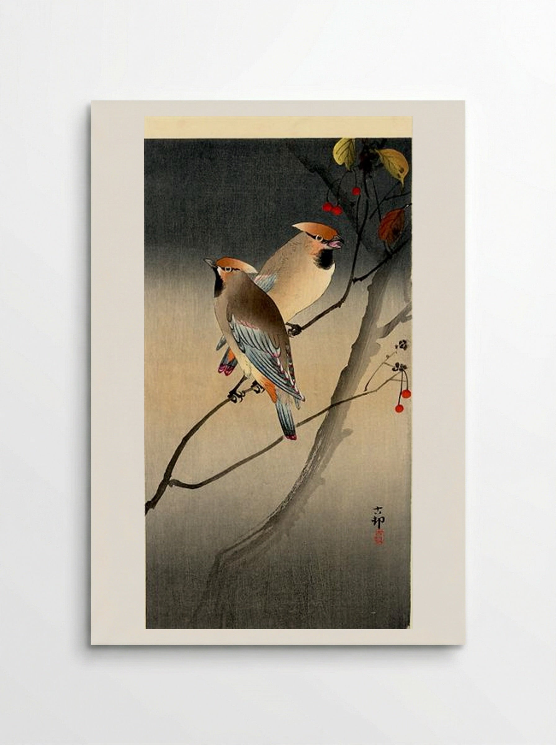 Jays on Berry Tree - Ohara Koson - Poster
