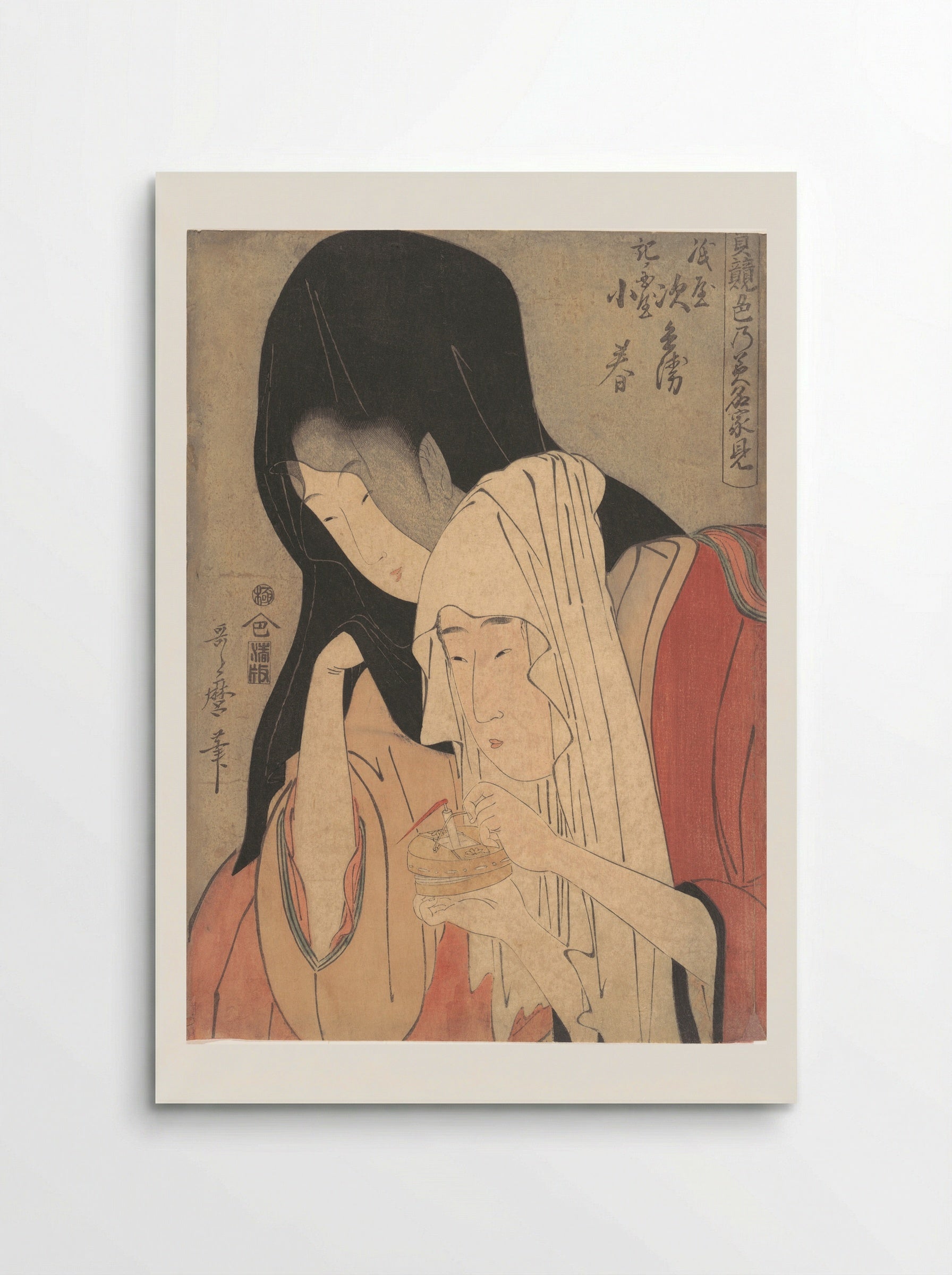 Jihei of Kamiya Eloping with Koharu of Kinokuniya - Kitagawa Utamaro - Poster