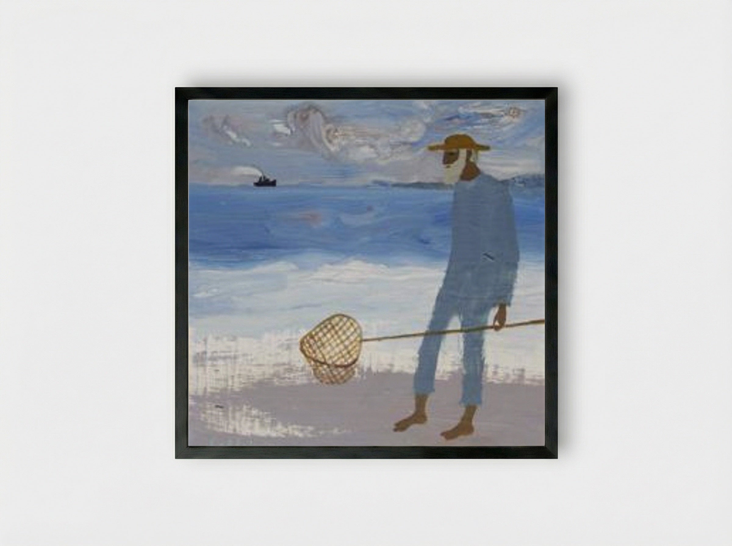 Julian with a Fishing Net - Mary Fedden - Framed Print Black