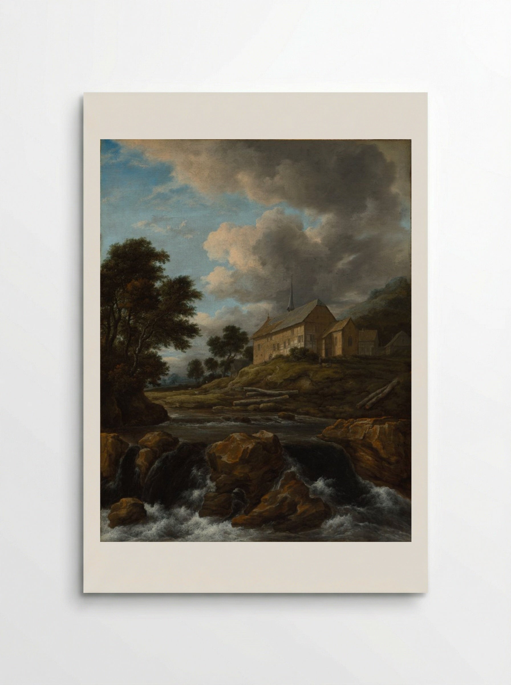 Landscape with a Church by a Torrent - Jacob van Ruisdael - Poster