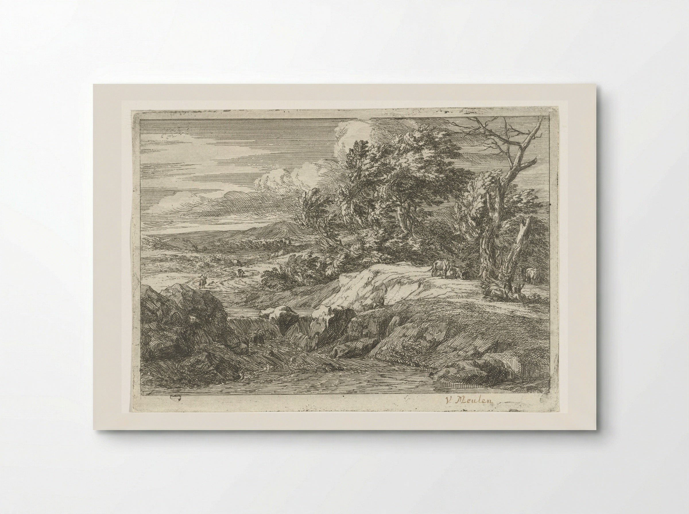Landschap met figuren - Jan van Huchtenburg - Poster