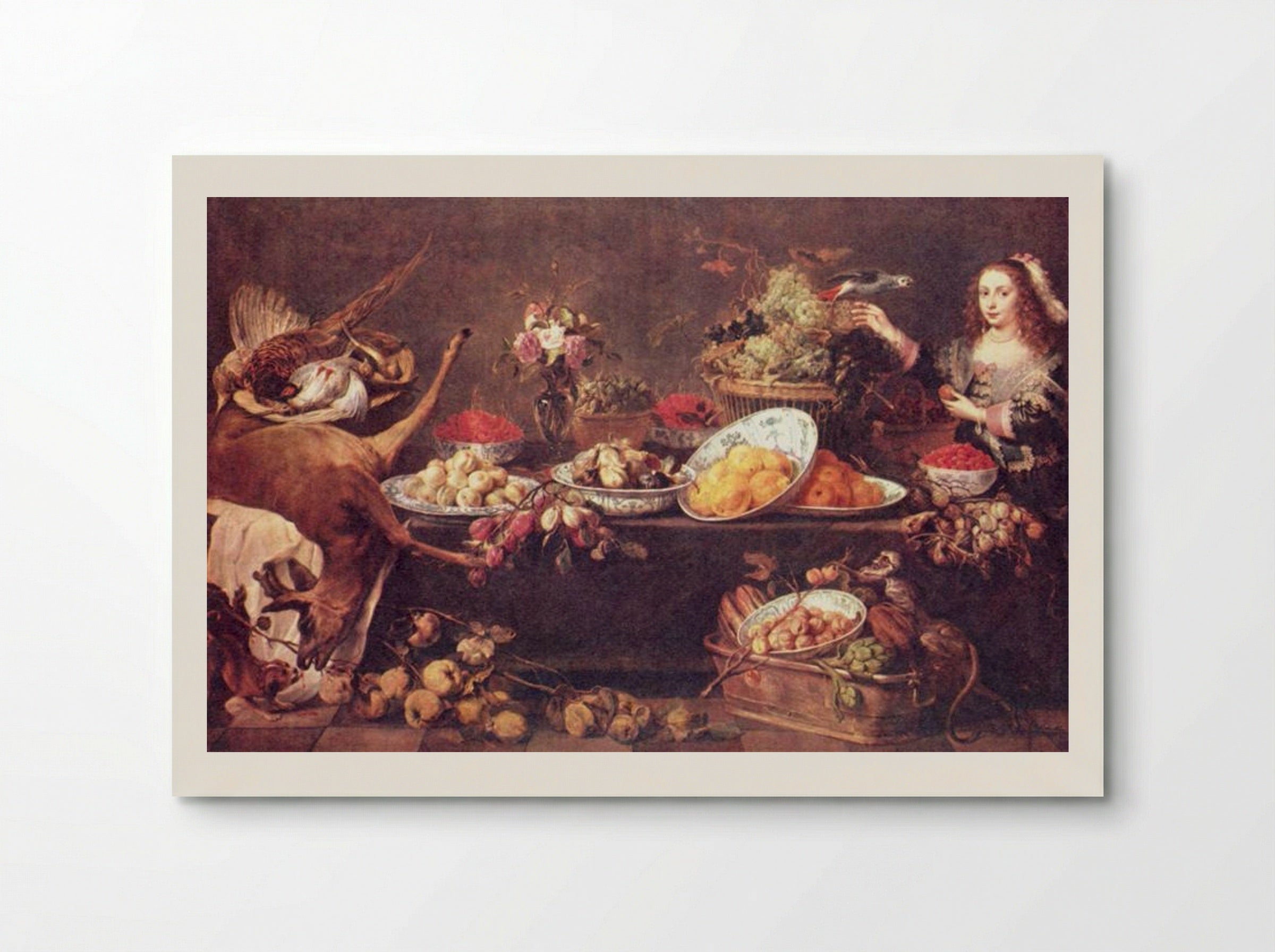Large Still Life with a Lady and Parrot - Frans Snyders - Poster