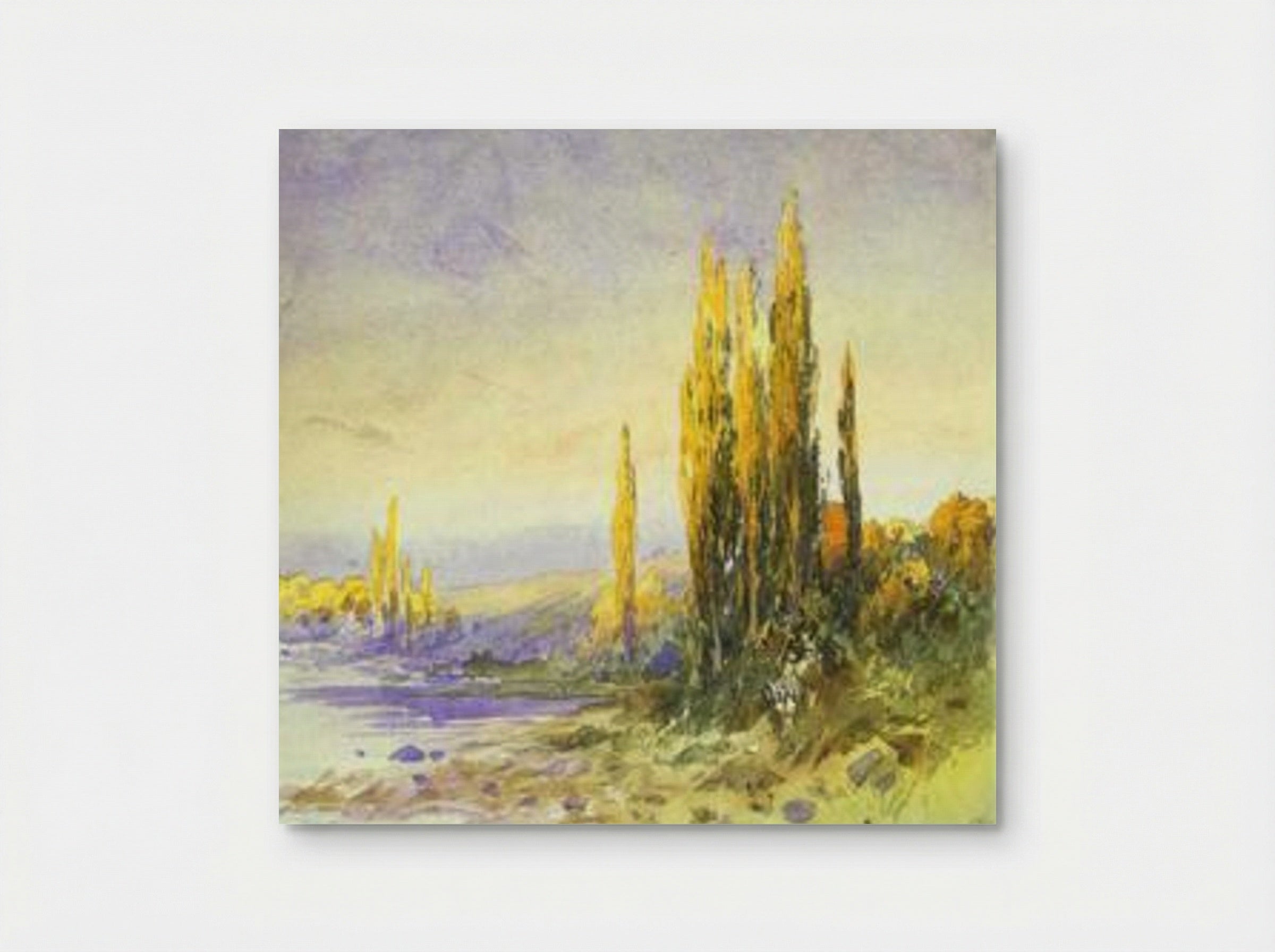 Lombardy Poplars on the Bank of a Lake. Evening - Fyodor Vasilyev - Poster
