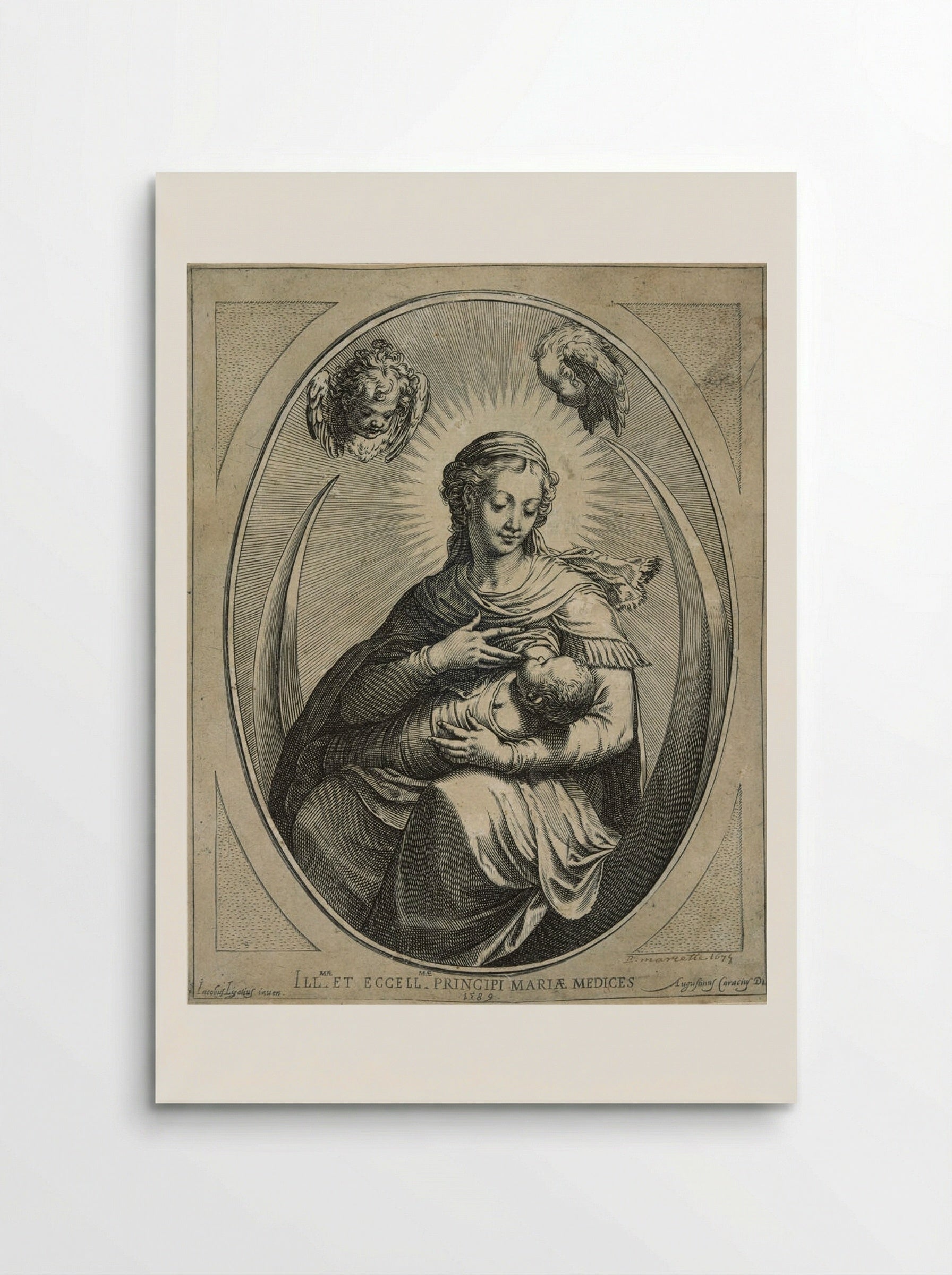 Madonna and Child Seated on a Crescent Moon - Agostino Carracci - Poster