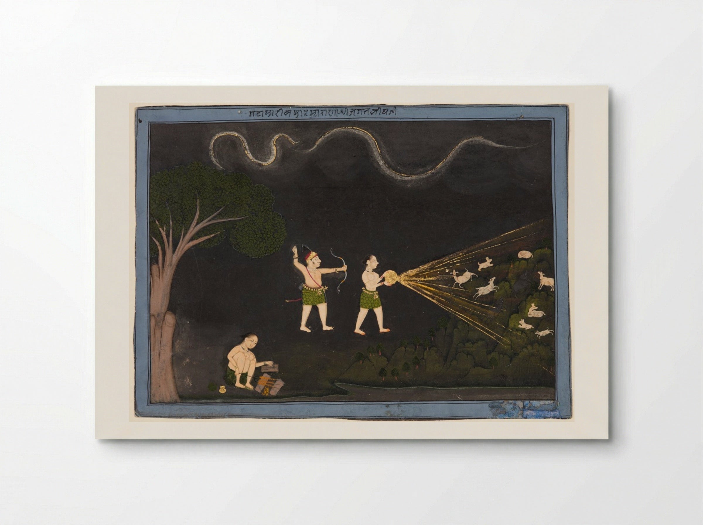 Maharana Jagat Singh II of Mewar Dressed as a Bhil, Hunting Deer at Night - Chokha - Poster