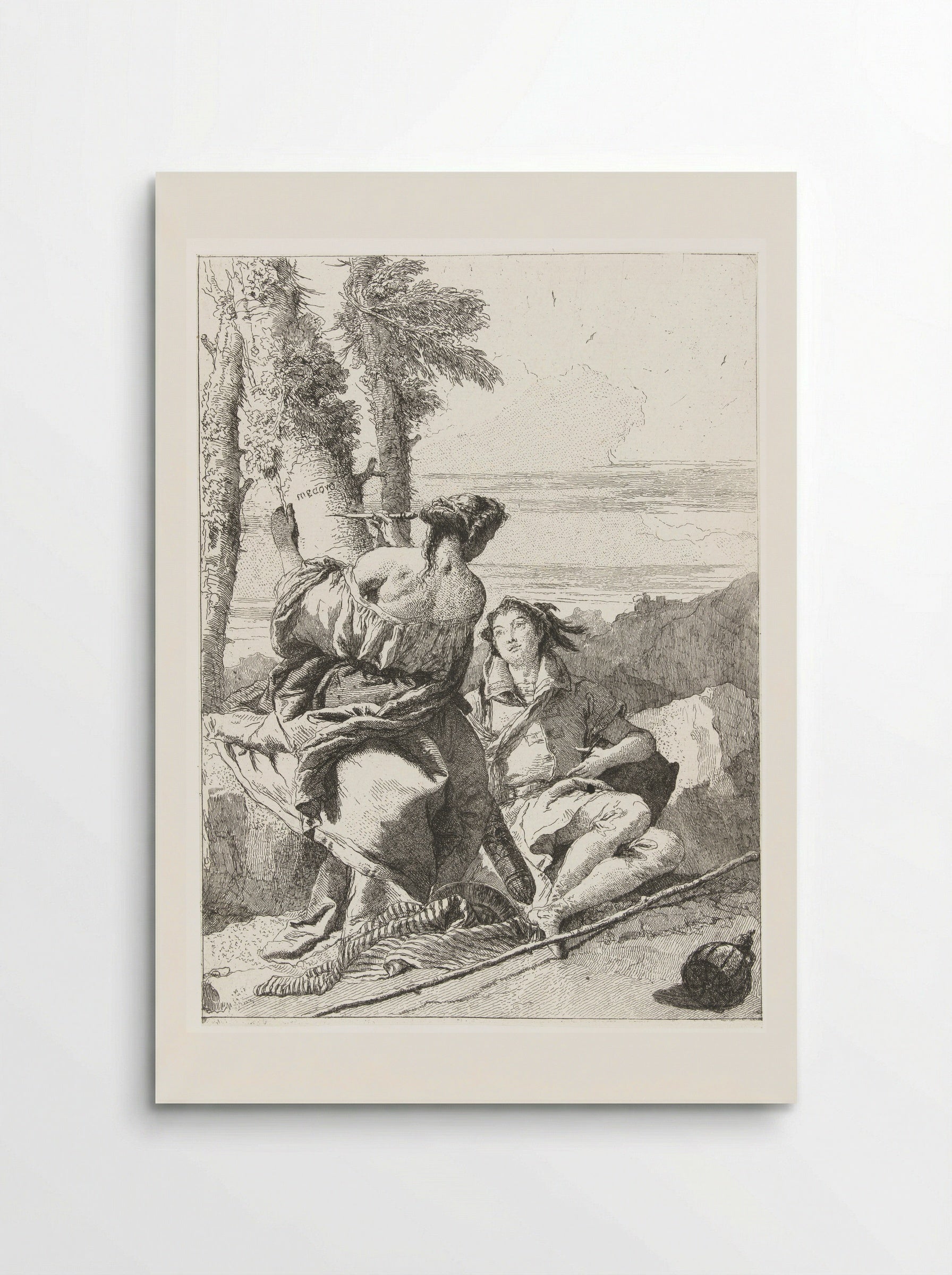 Medoro and Angelica Carving Their Names on a Tree Trunk - Giovanni Domenico Tiepolo - Poster
