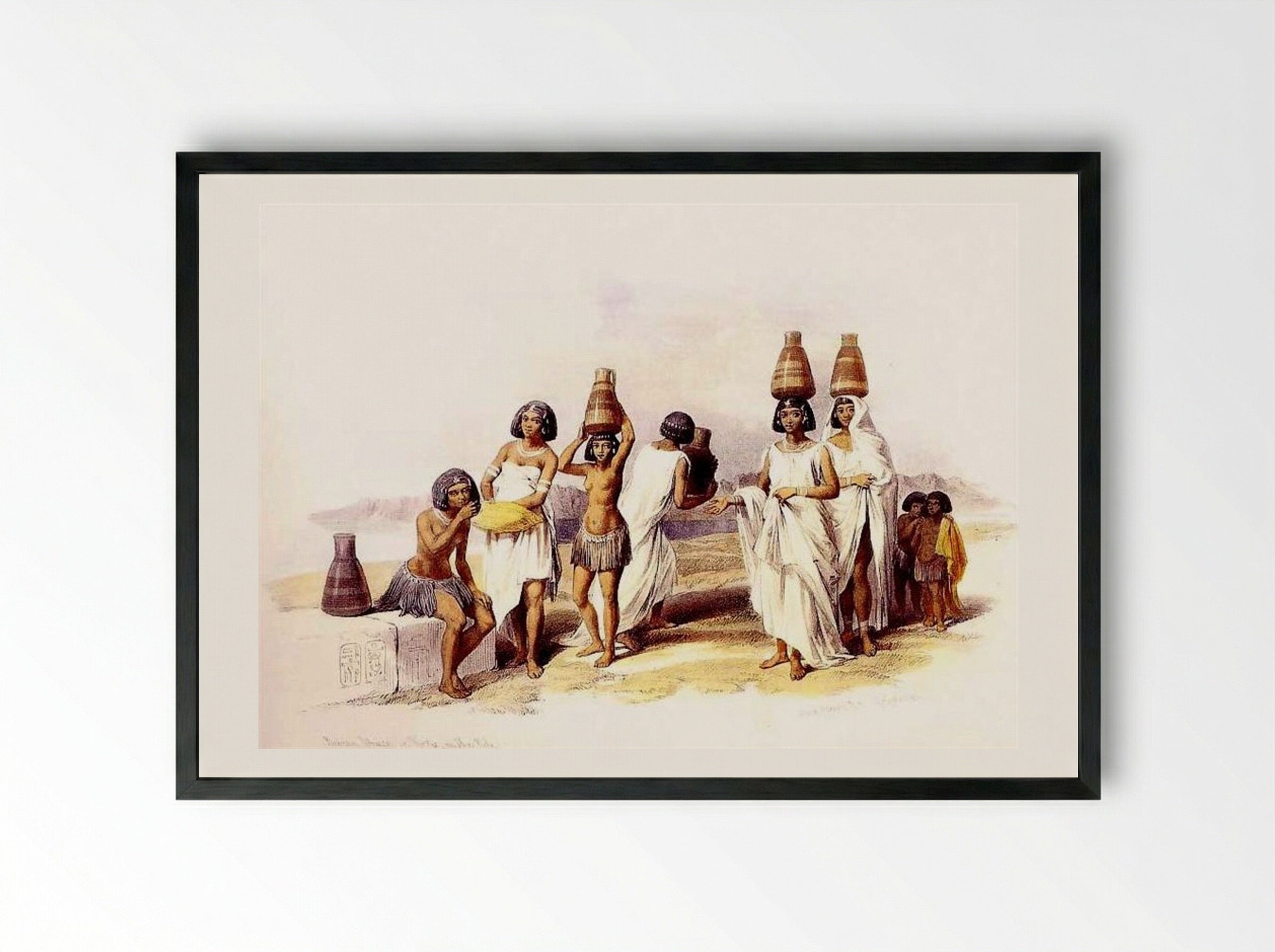 Nubian Women at Korti - David Roberts - Framed Print Black