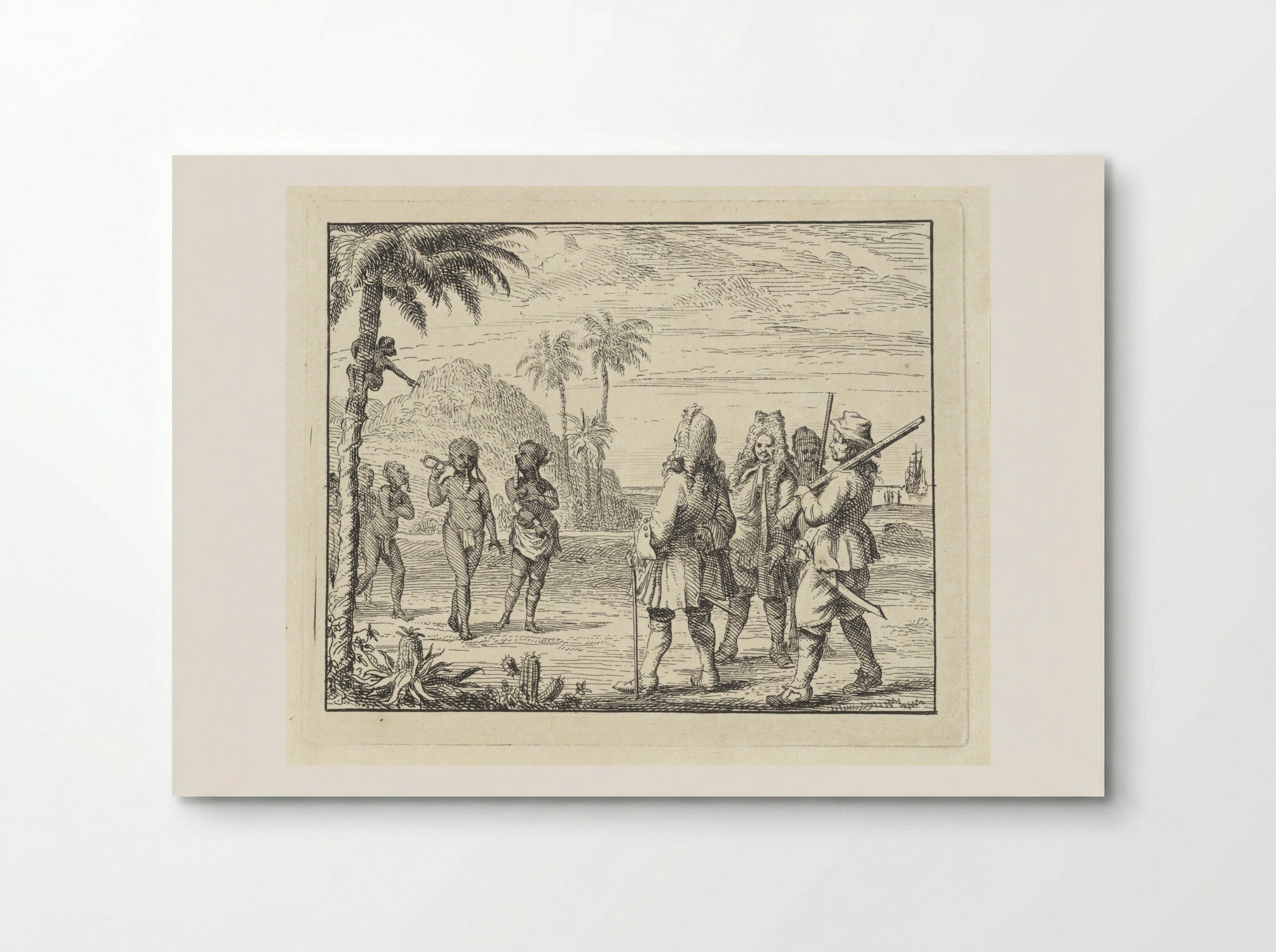 Ontmoeting tussen Afrikanen en Europeanen - Vincent Laurensz. van der Vinne (II) - Poster