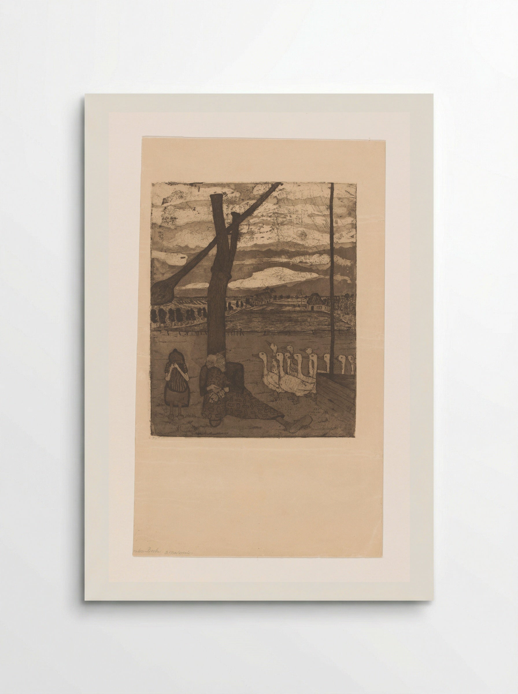 Oude vrouw en meisje treuren bij een waterput - Paula Modersohn-Becker - Poster