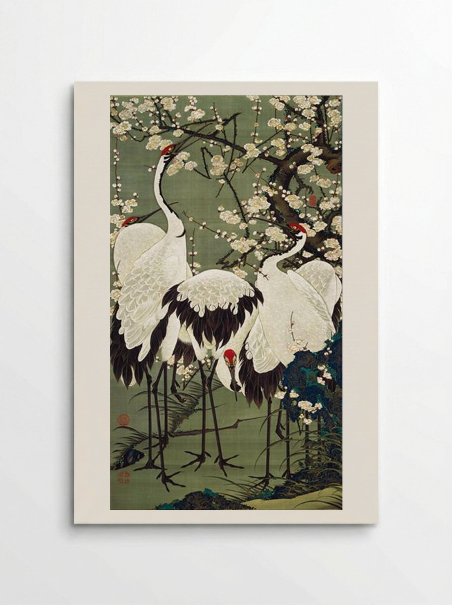 Plum Blossoms and Cranes - Itō Jakuchū - Poster