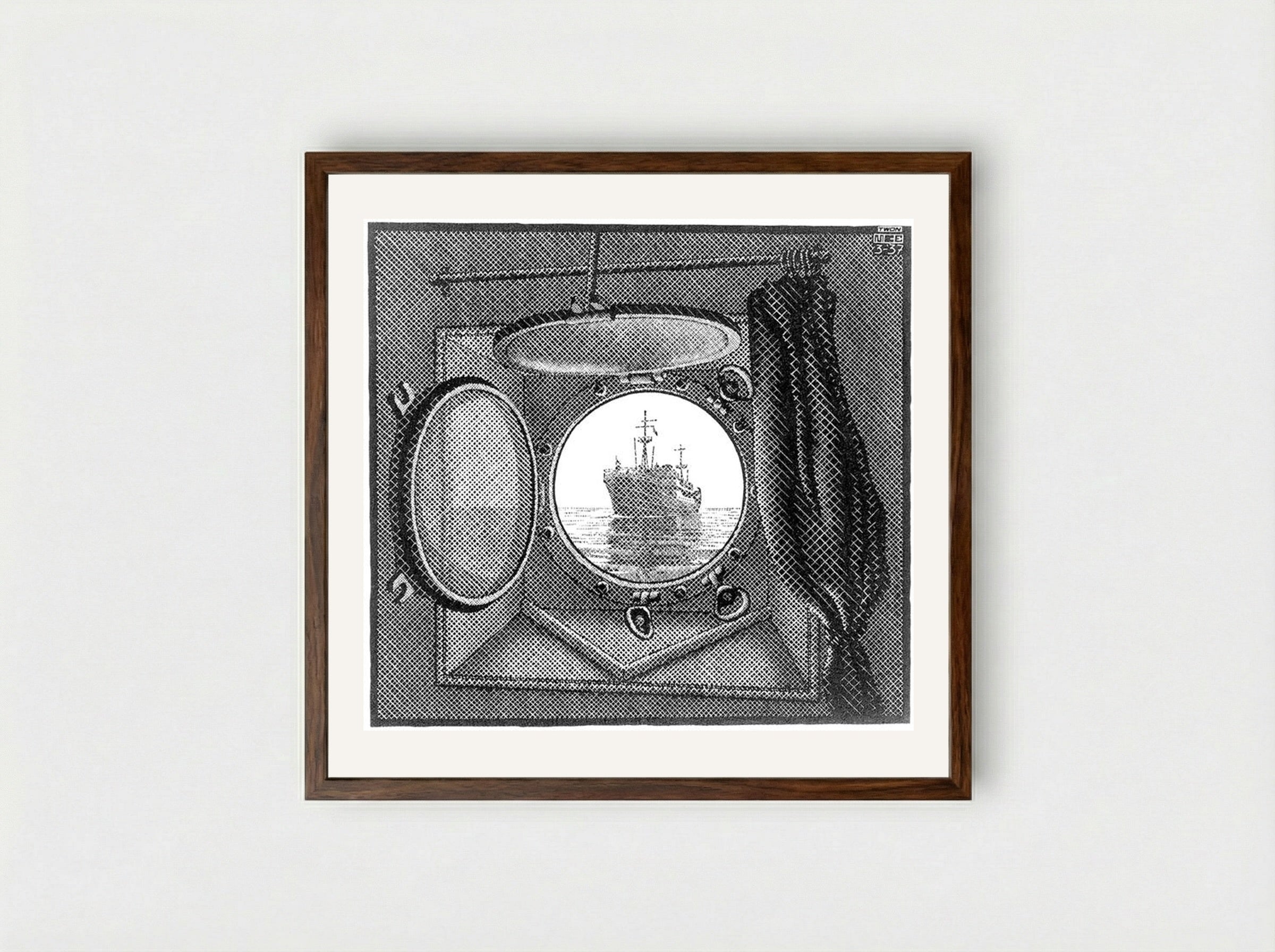 Porthole - M.C. Escher - Framed Print Dark Wood