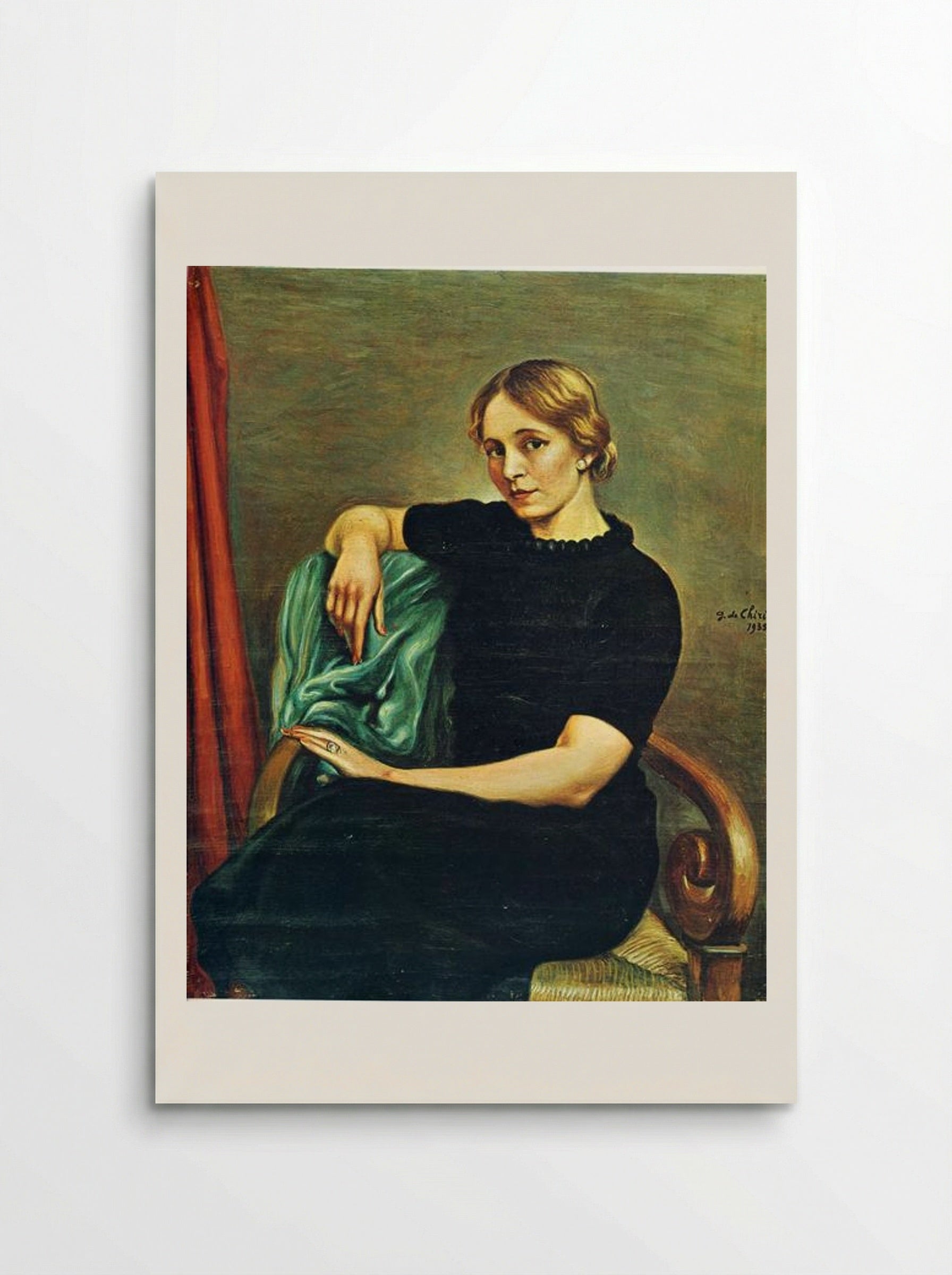 Portrait of Isa with black dress - Giorgio de Chirico - Poster