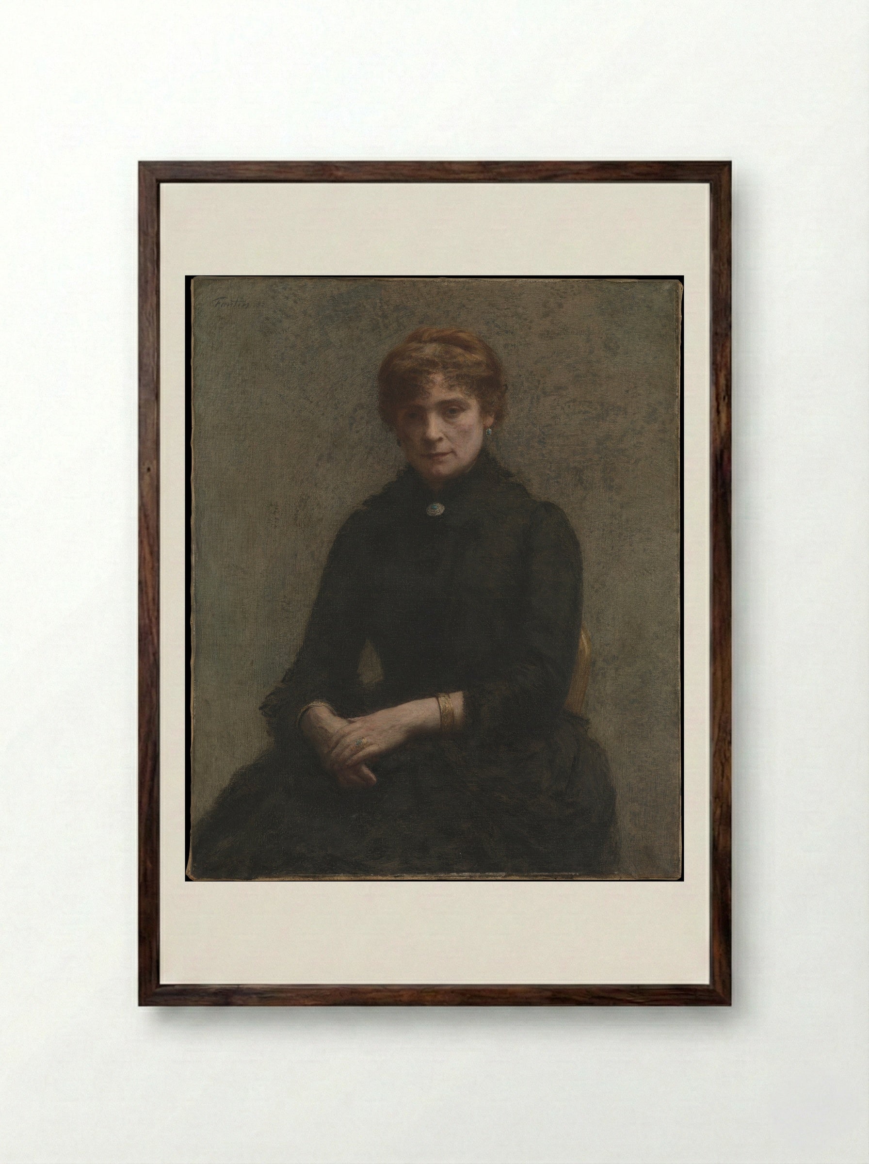 Portrait of a Woman - Henri Fantin-Latour - Framed Print Dark Wood