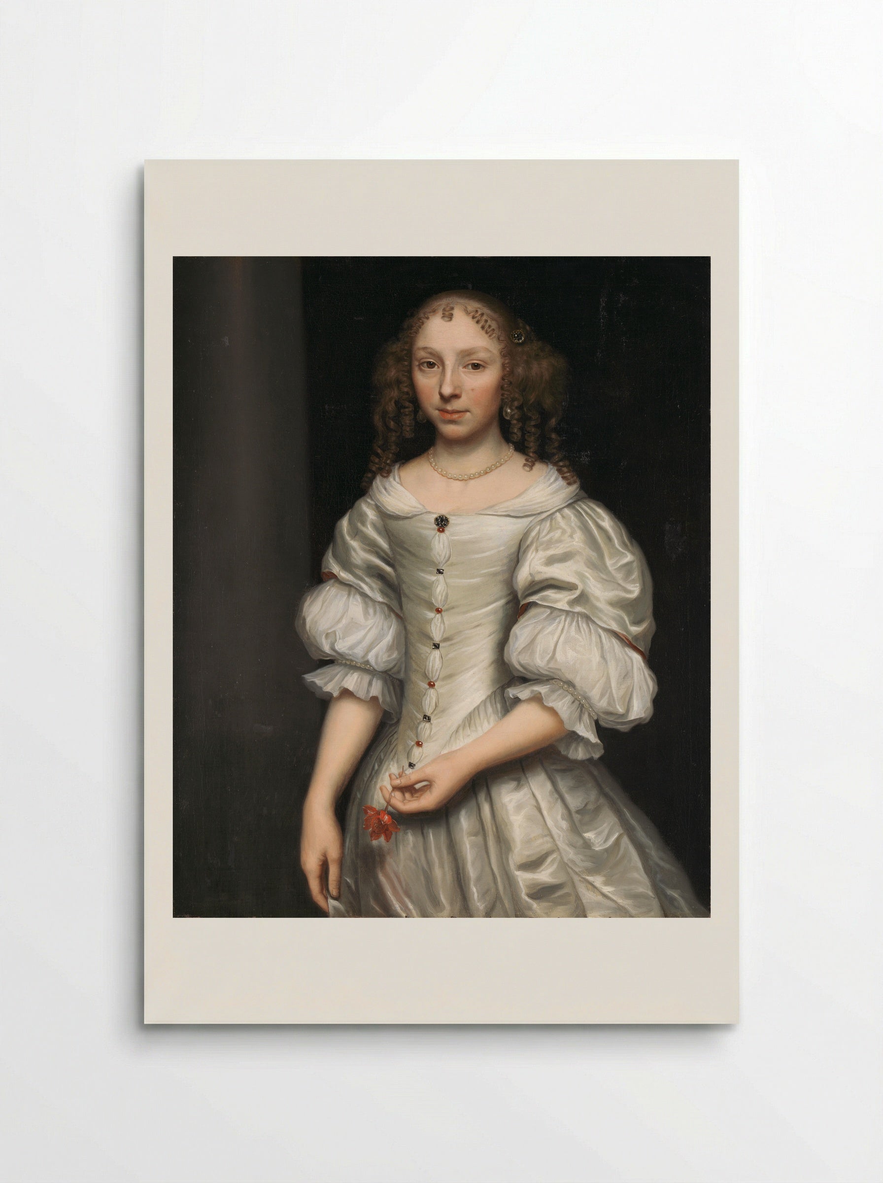 Portret van een vrouw met een bloem in haar hand - Wallerant Vaillant - Poster