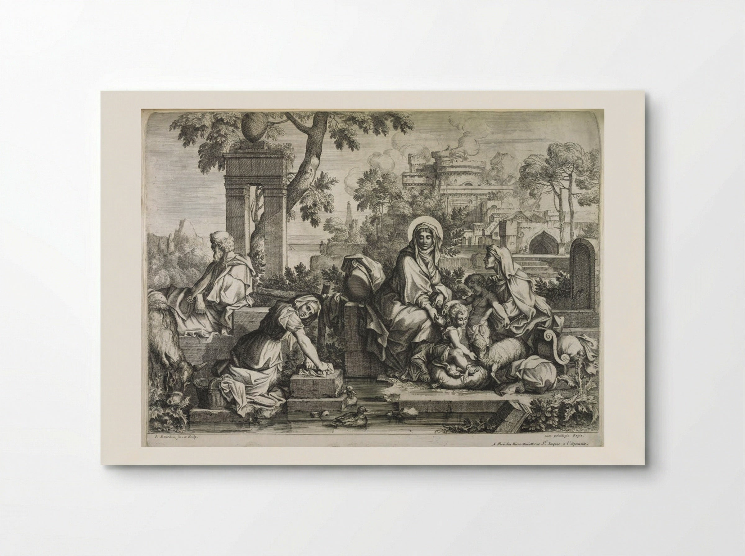 Rest on the Flight into Egypt with a Laundress - Sébastien Bourdon - Poster