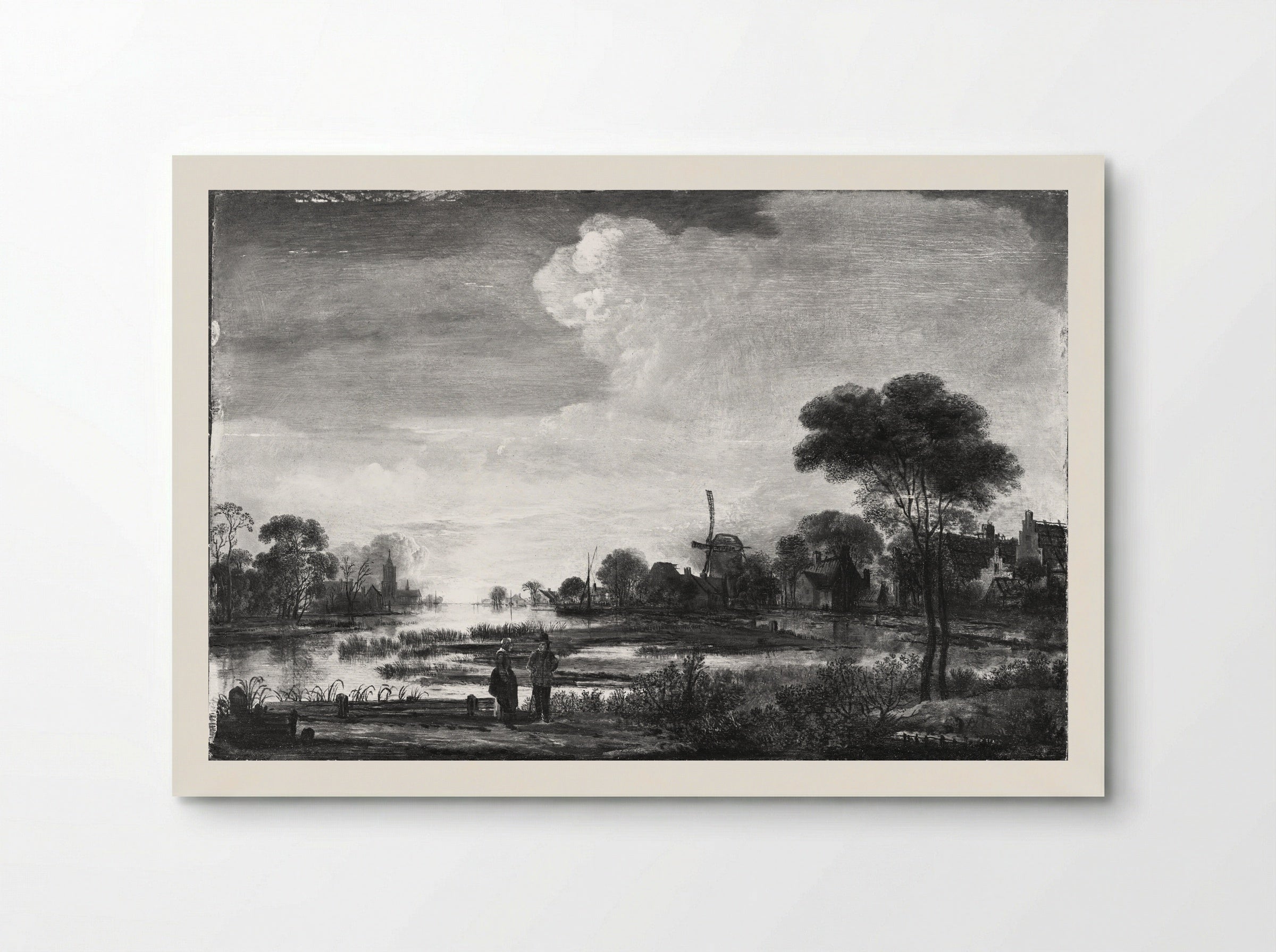 River Landscape at Sunset - Aert van der Neer - Poster