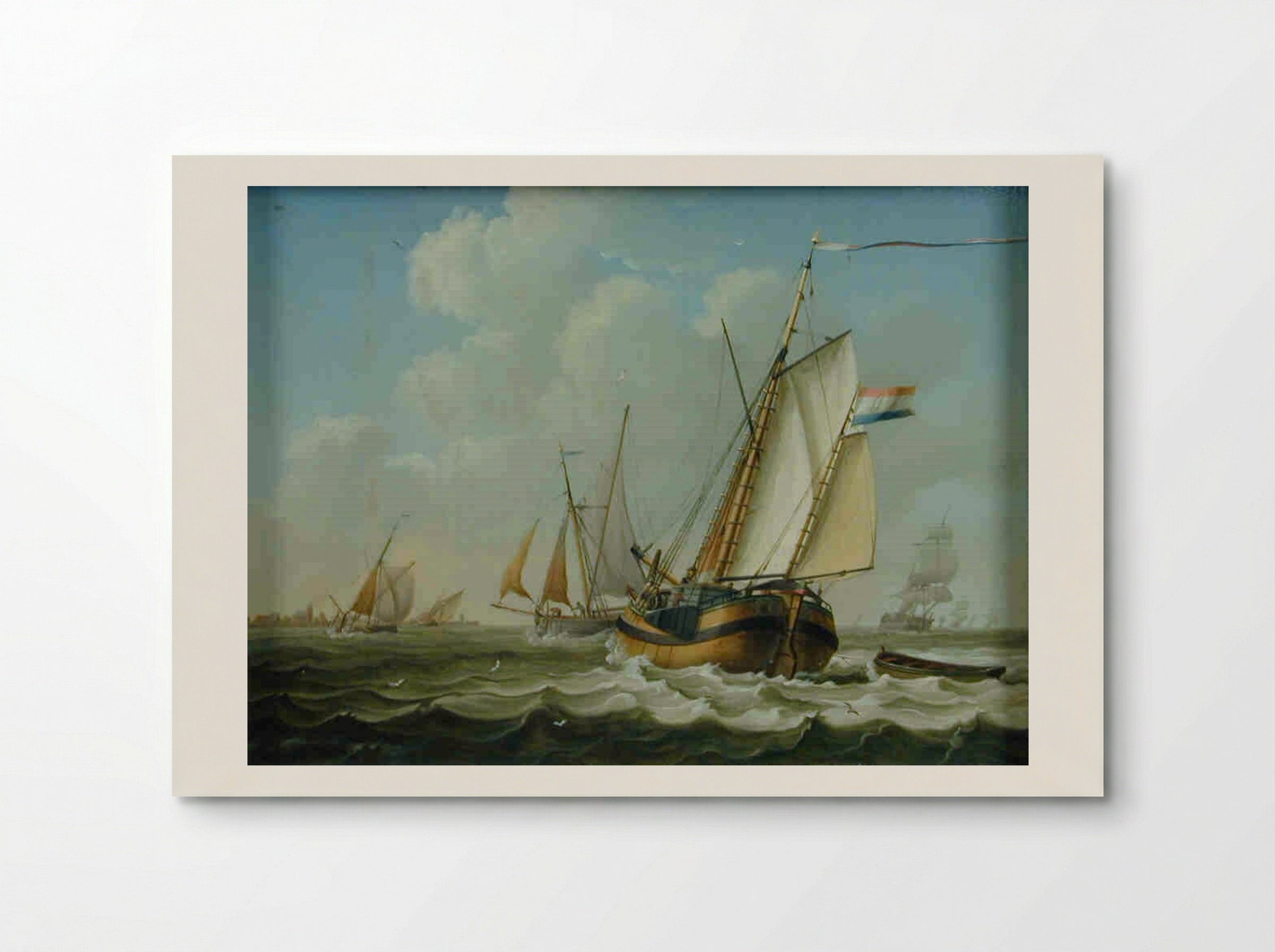 Rivier met verschillende grote en kleine schepen - David Kleyne - Poster