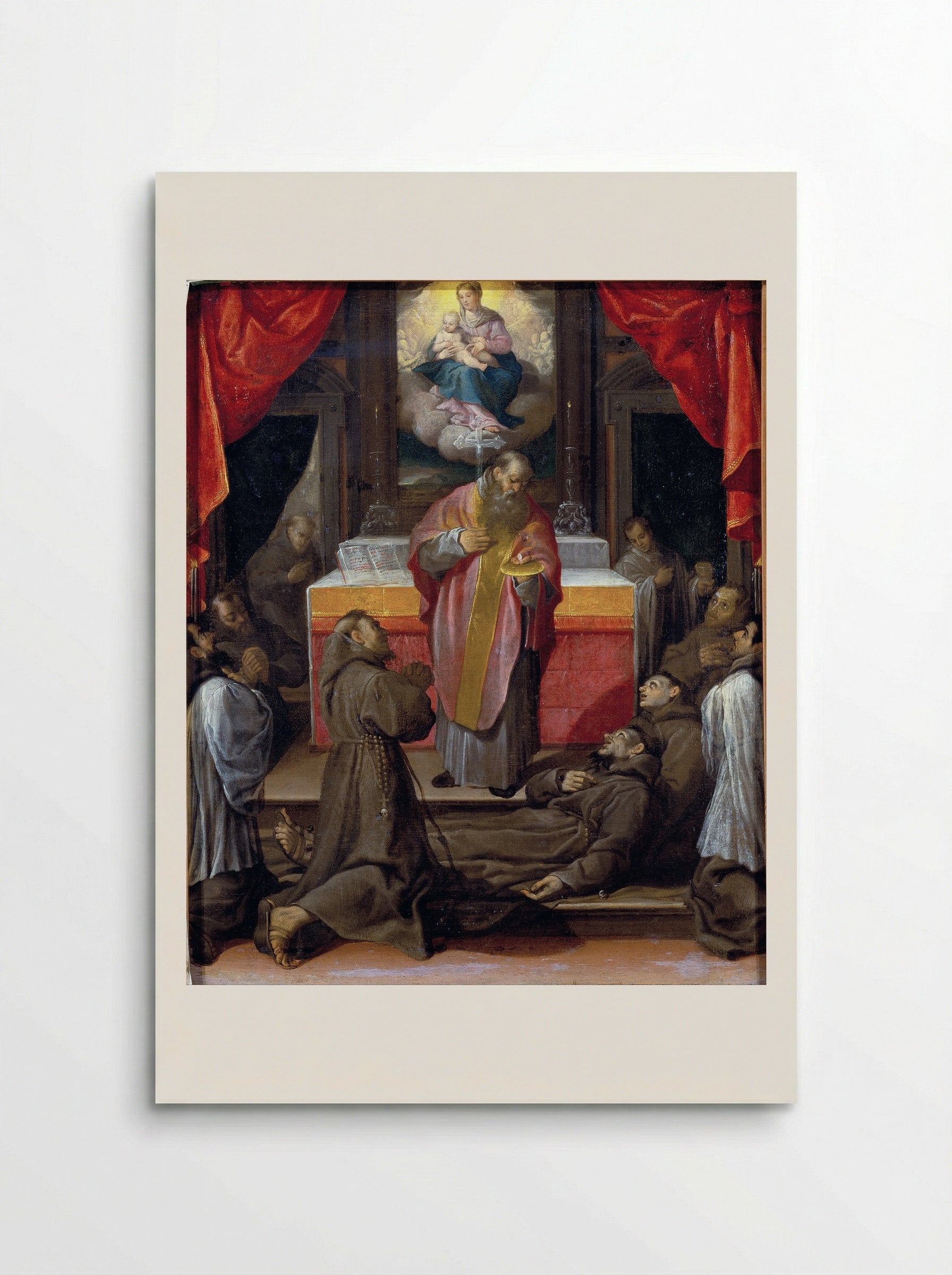 Saint Francis Adoring the Crucifix - Agostino Carracci - Poster