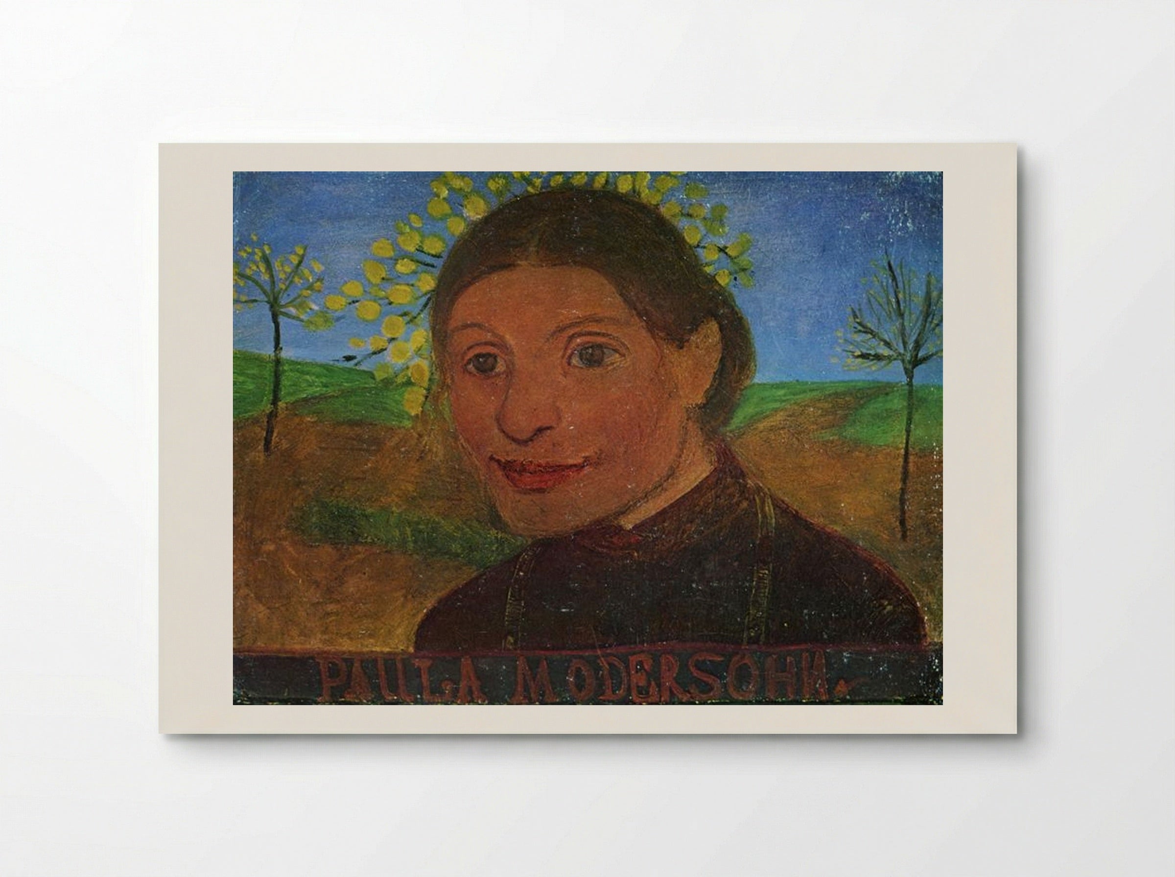 Self-Portrait in Front of Flowering Trees - Paula Modersohn-Becker - Poster