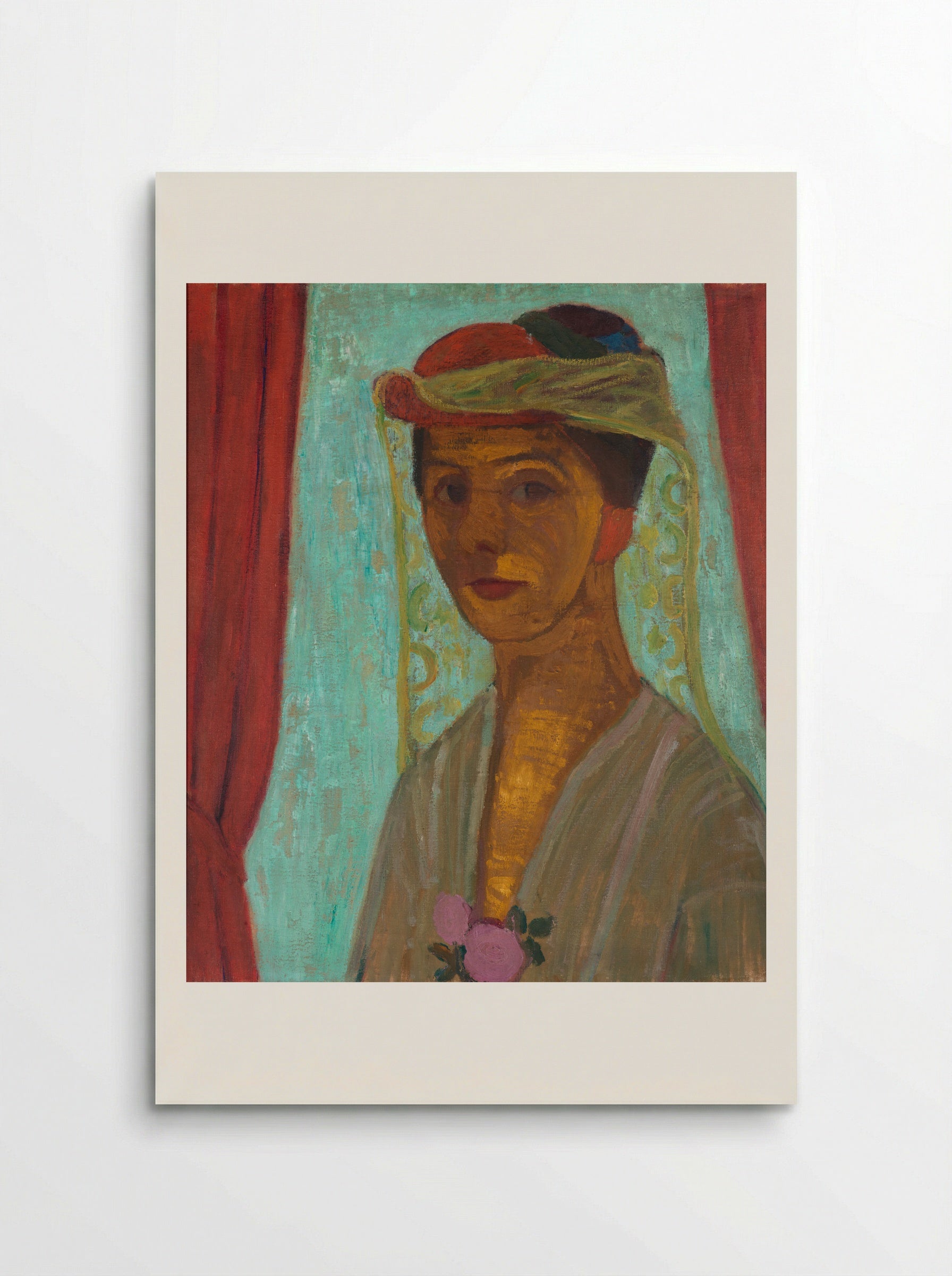 Self-Portrait with Red Flower Wreath and Chain - Paula Modersohn-Becker - Poster