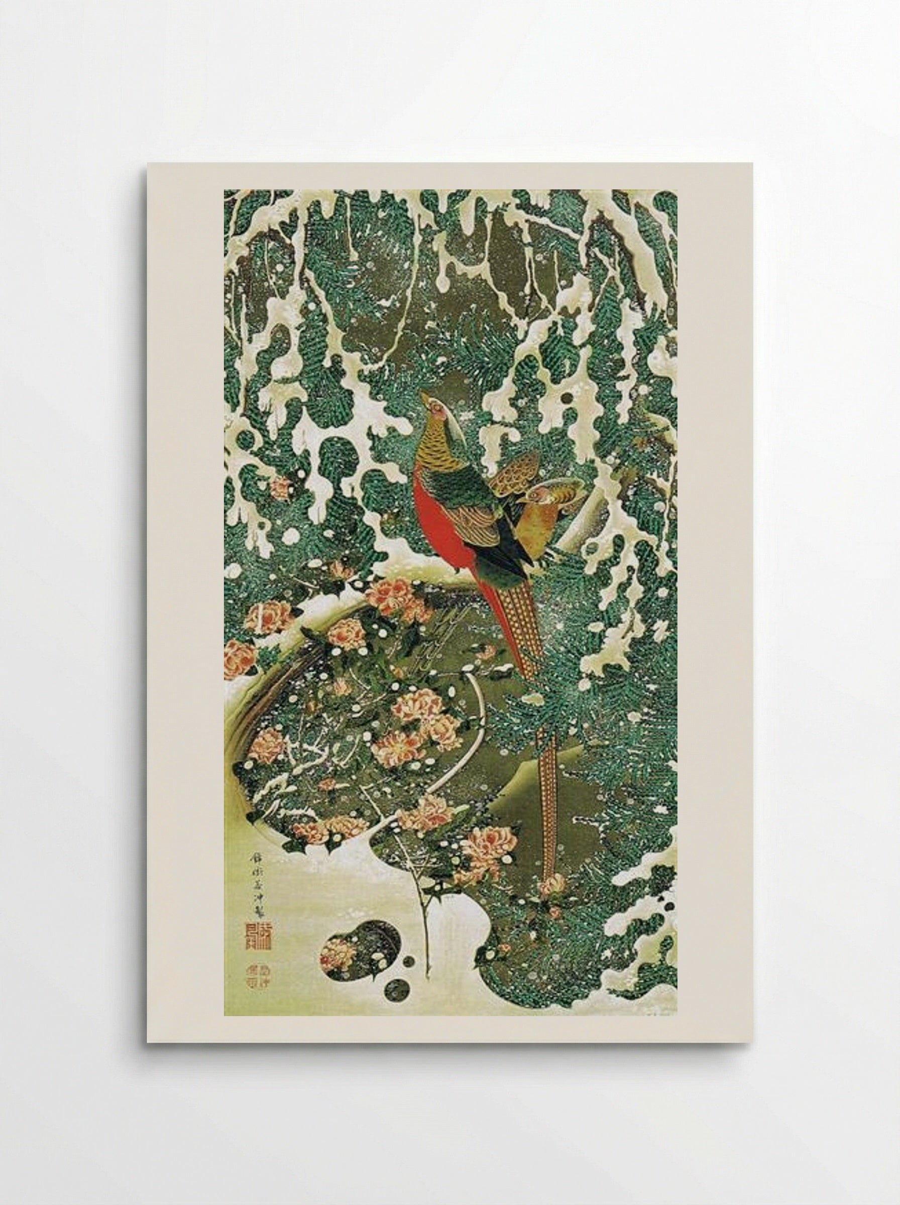 Settyu kinkeizu (Golden Pheasant in Snow) - Ito Jakuchu - Poster