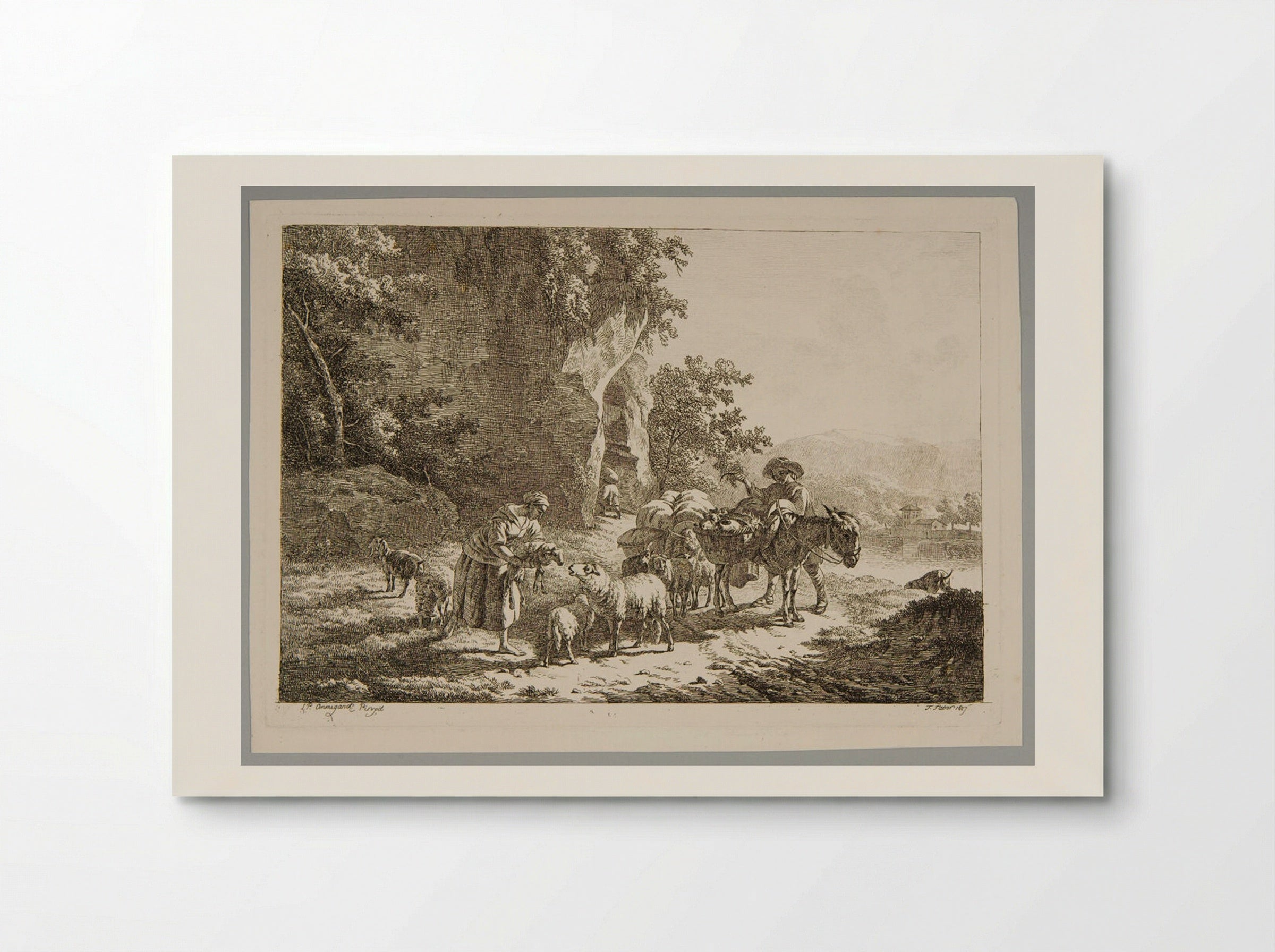 Shepherd, Shepherdess, and Flock - Frédérick Théodore Faber - Poster