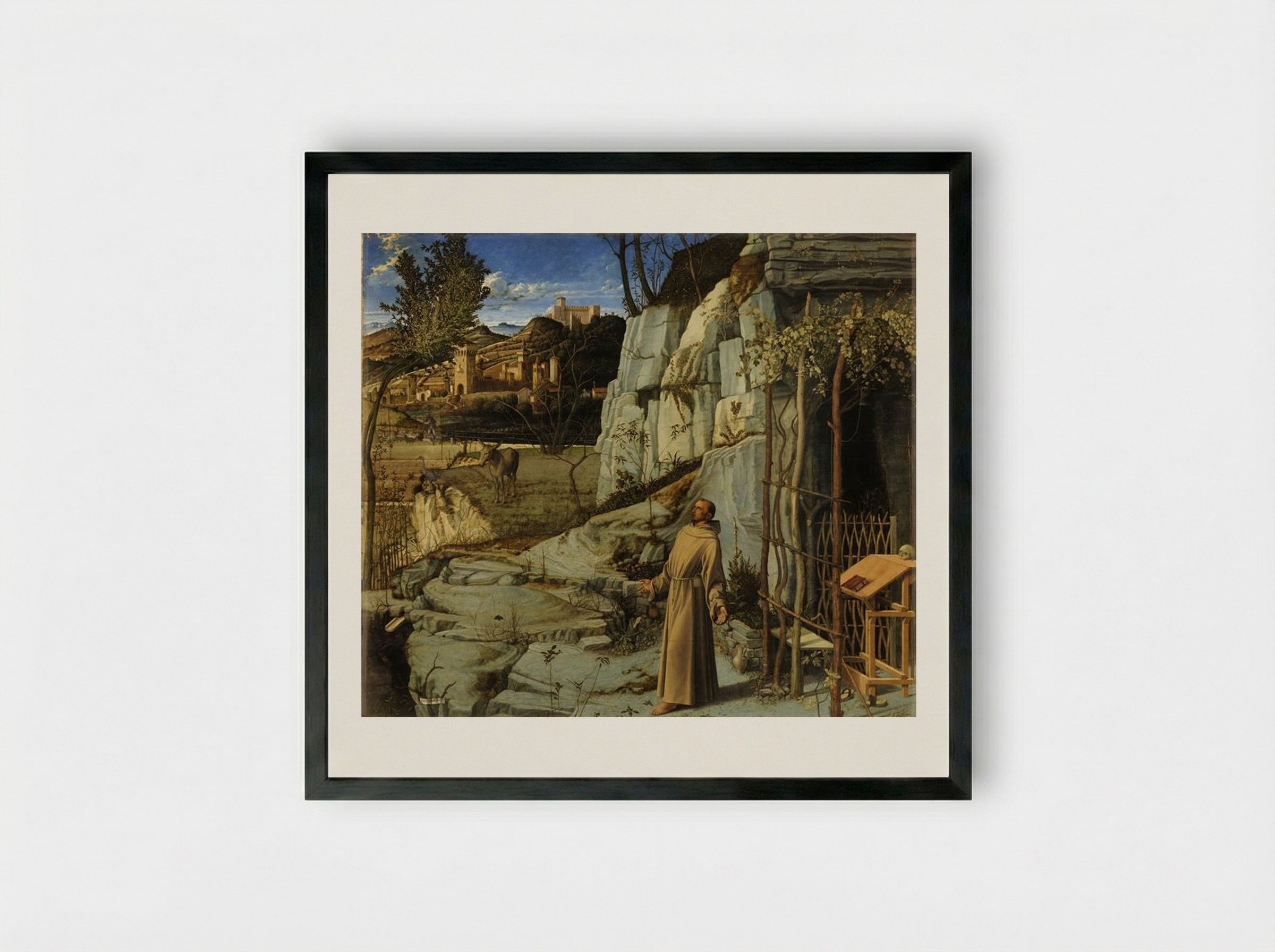 St Francis in Ecstasy - Giovanni Bellini - Framed Print Black