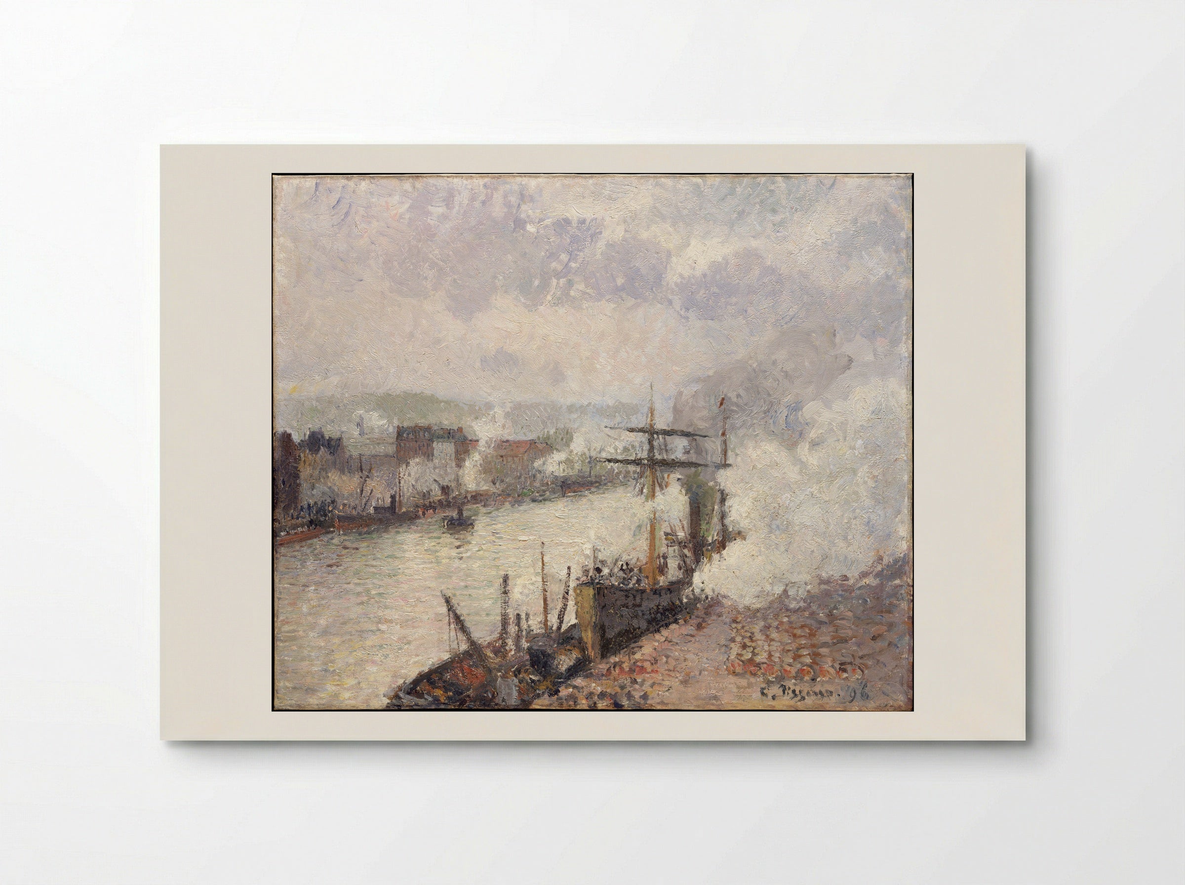 Steamboats in the Port of Rouen - Camille Pissarro - Poster