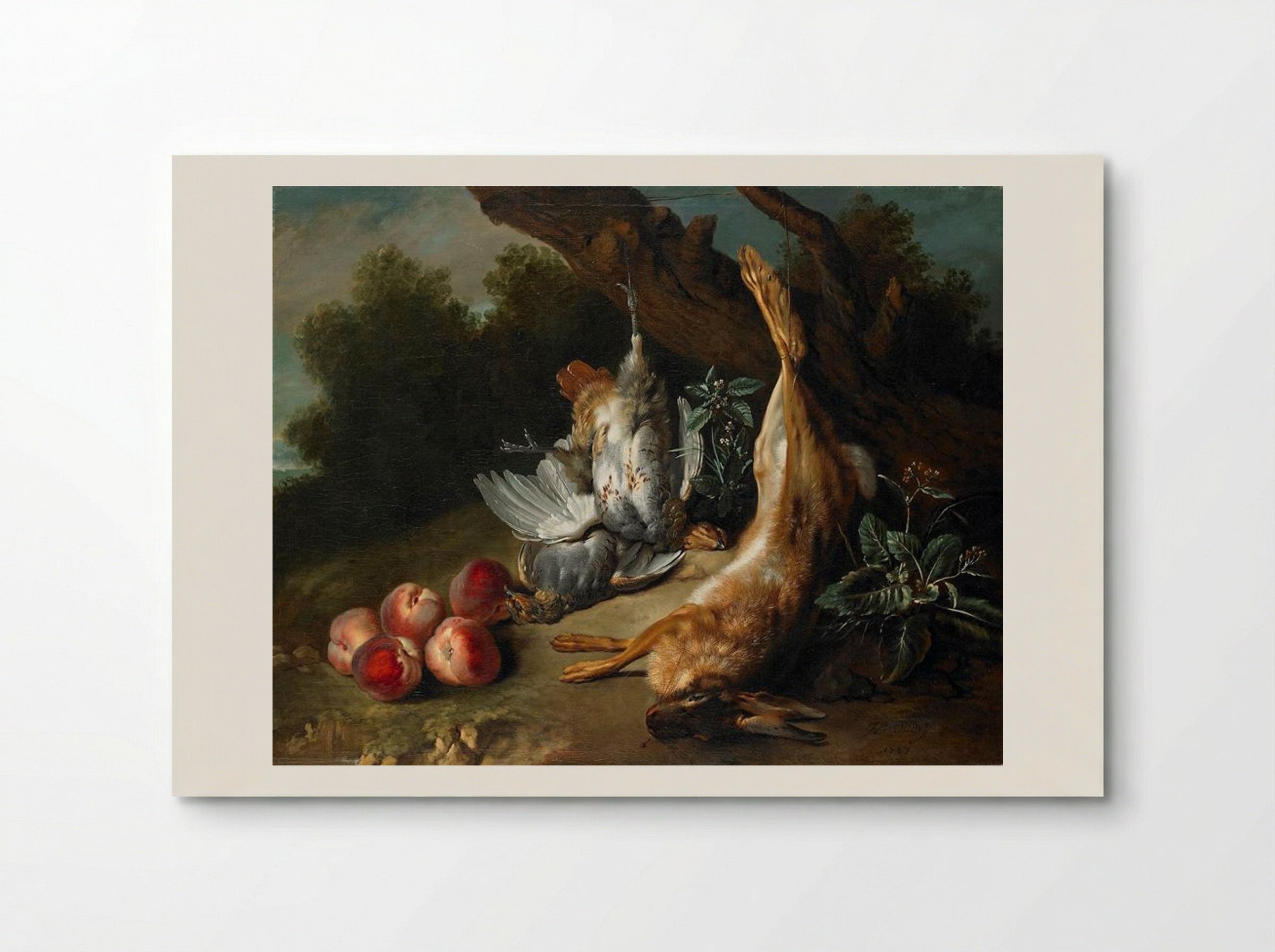 Still Life with Dead Game and Peaches in a Landscape - Jean-Baptiste Oudry - Poster