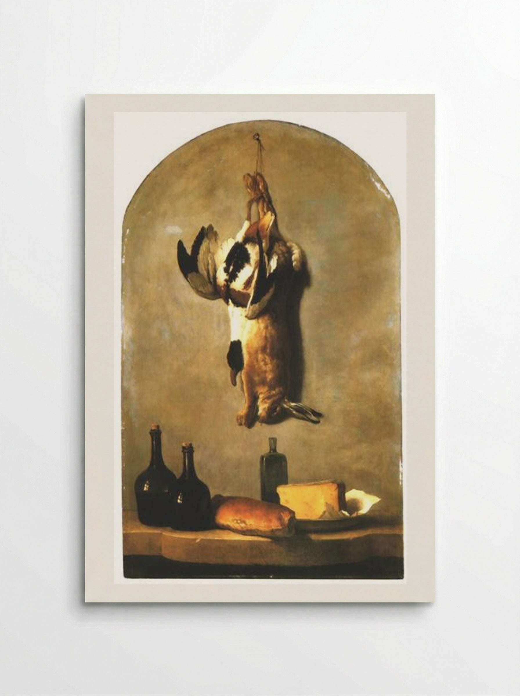 Still Life with Hare, Duck, Loaf of Bread, Cheese and Flasks of Wine - Jean-Baptiste Oudry - Poster