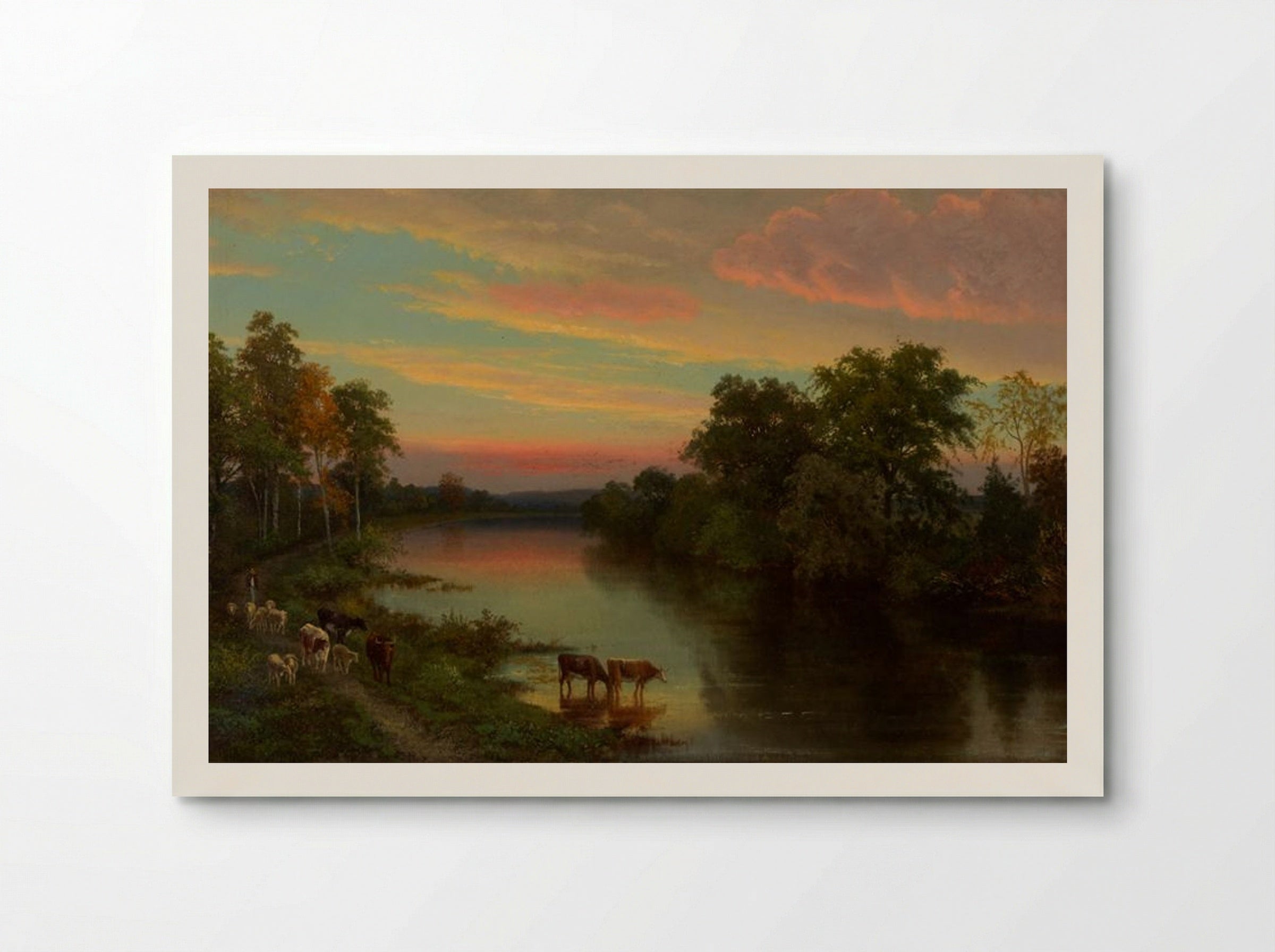 Sunset with Cows - John Frederick Kensett - Poster