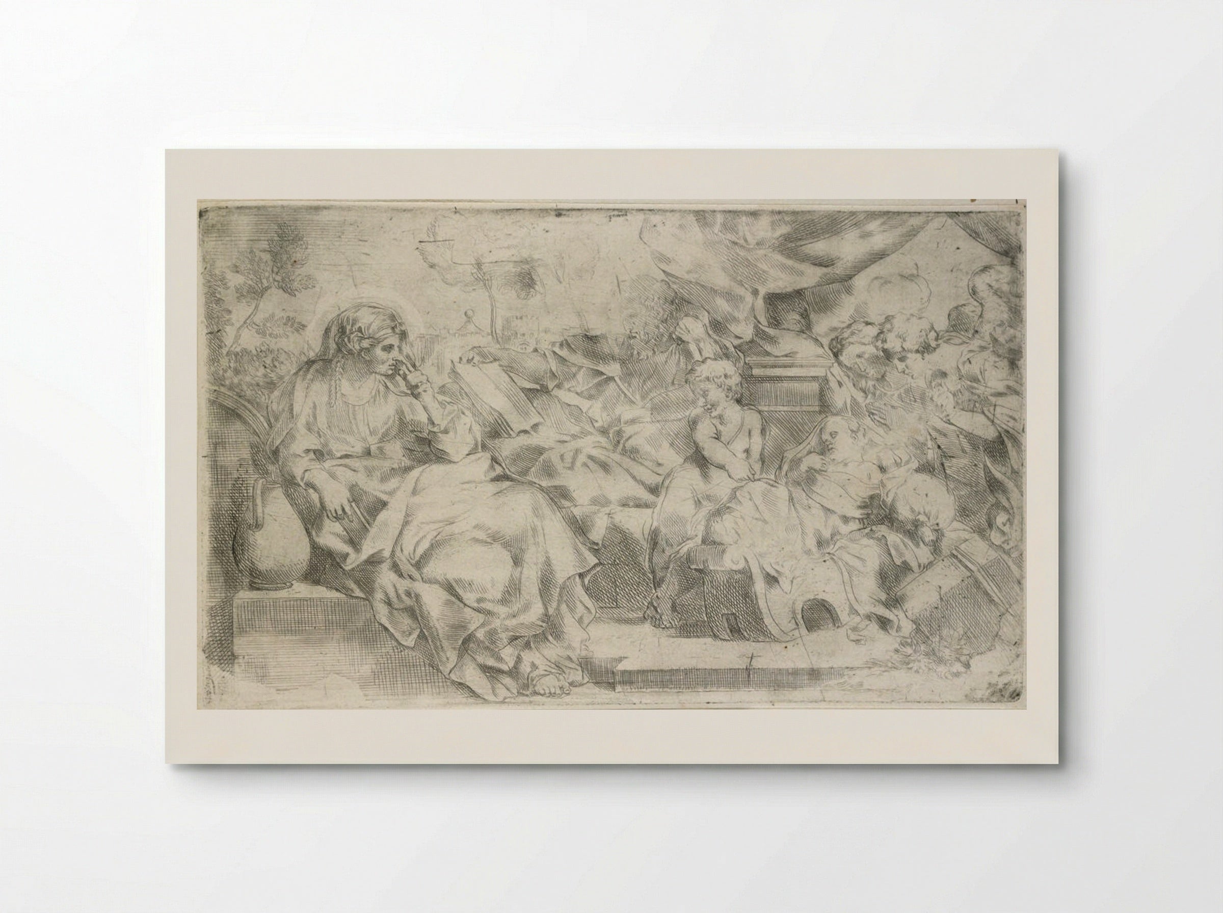 The Holy Family with Angels - Sébastien Bourdon - Poster