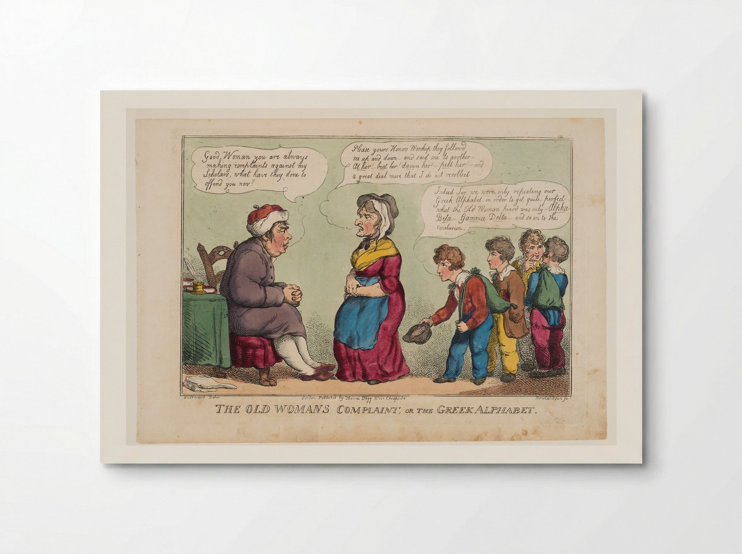 The Old Woman's Complaint; or The Greek Alphabet - Thomas Rowlandson - Poster