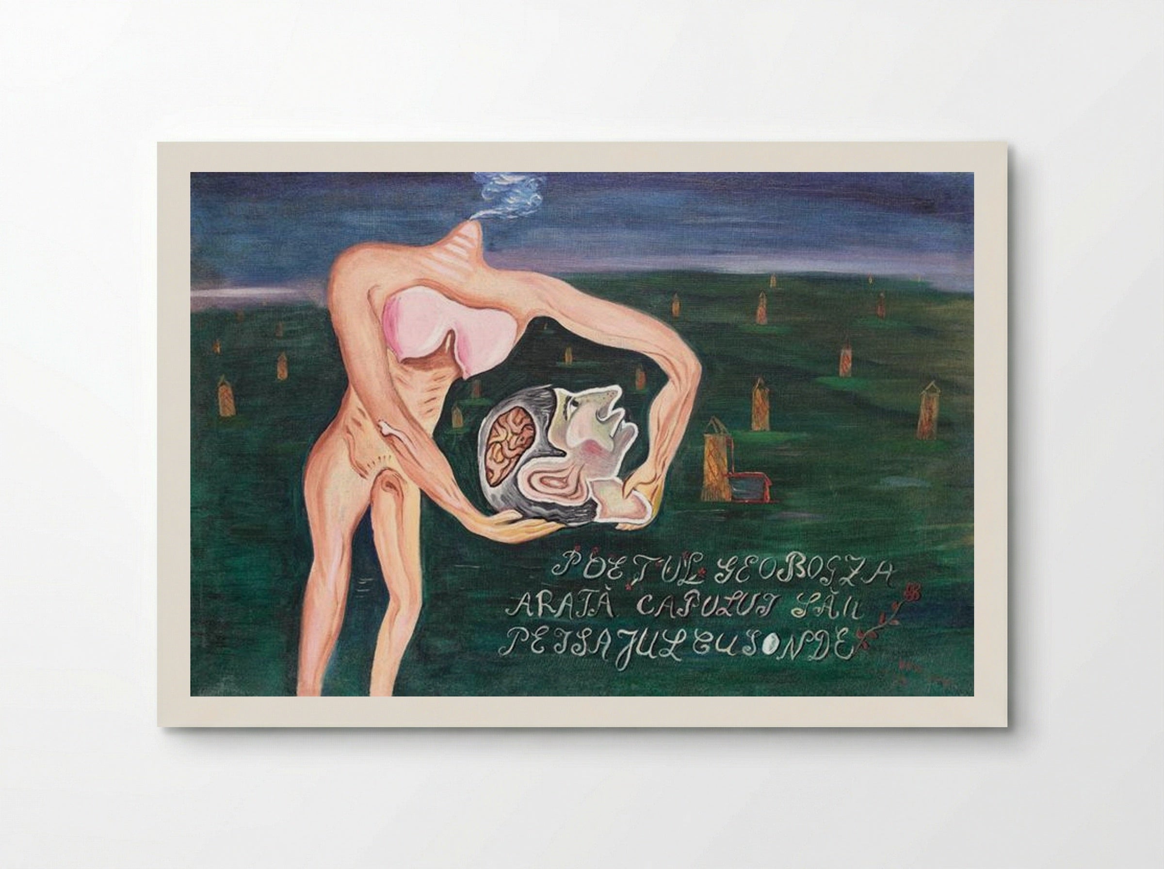 The Poet Geo Bogza Shows His Head to the Landscape with Drills - Victor Brauner - Poster