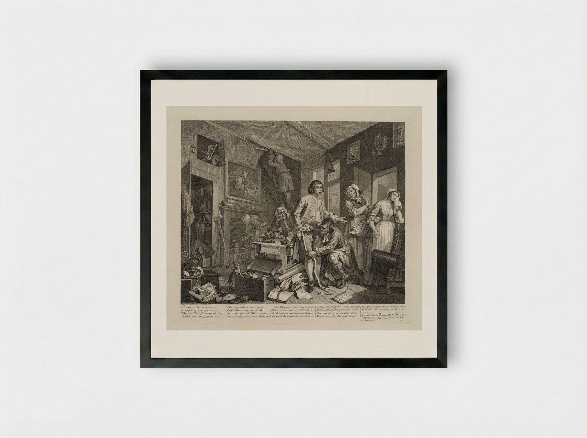 The Rake Spends His Inheritance - William Hogarth - Framed Print Black