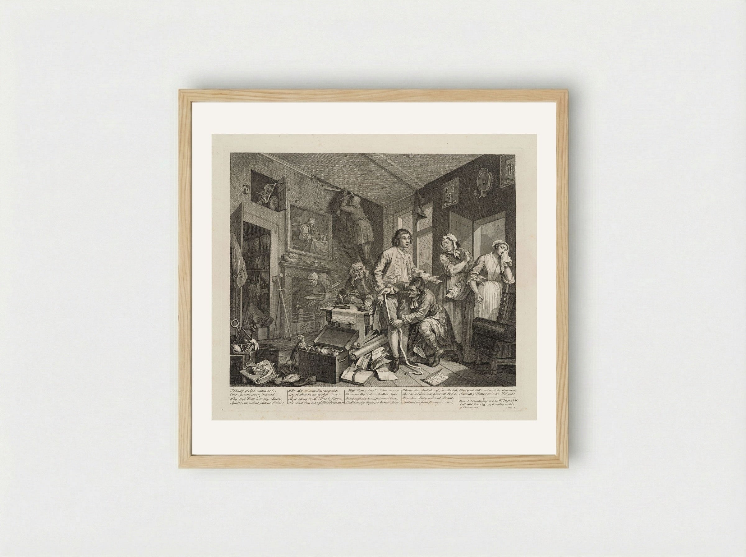 The Rake Spends His Inheritance - William Hogarth - Framed Print Wood