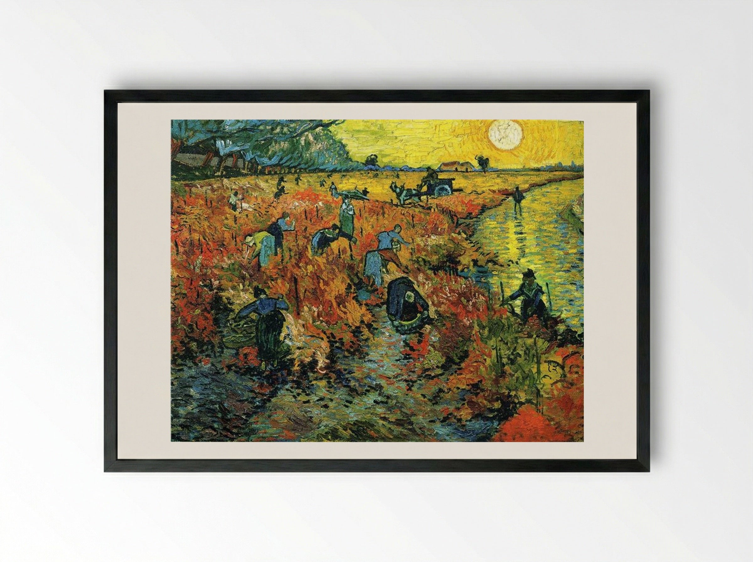 The Red Vineyard - Vincent van Gogh - Framed Print Black