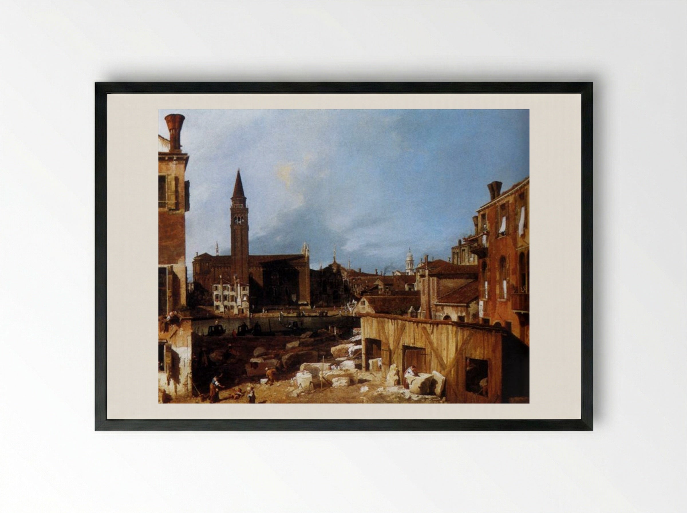 The Stonemason's Yard - Canaletto - Framed Print Black