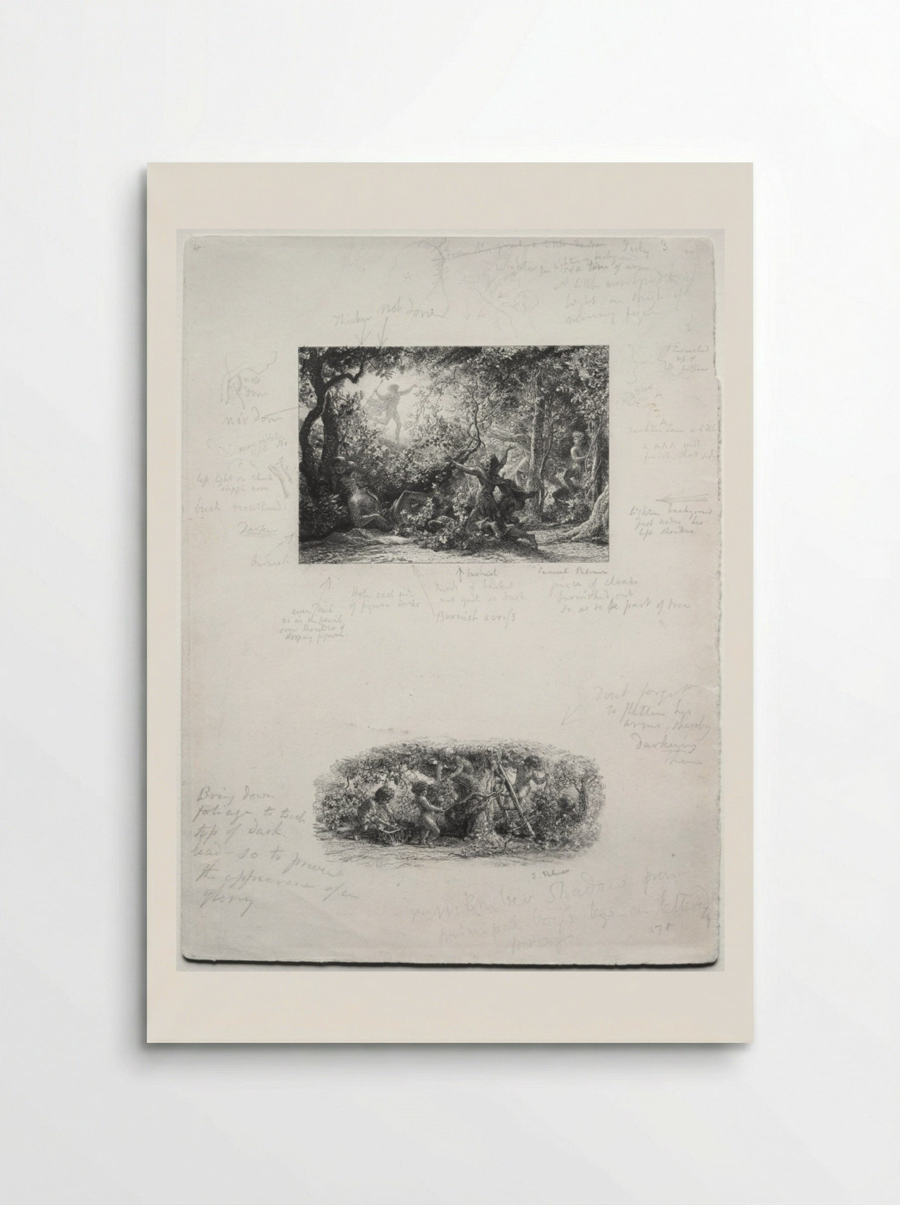 The Vine (Etching Proof with Annotations) - Samuel Palmer - Poster