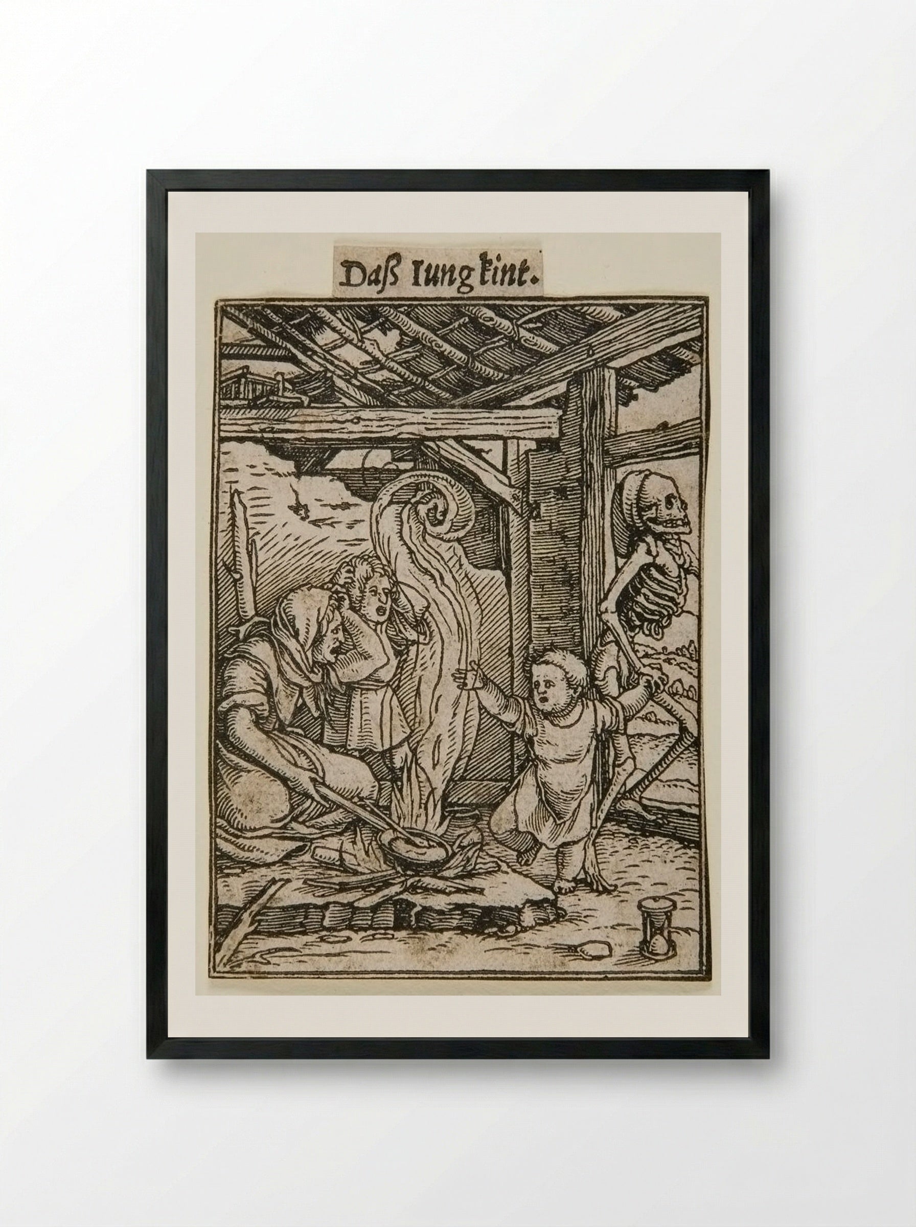 The Young Child (From The Dance of Death) - Hans Holbein the Younger - Framed Print Black
