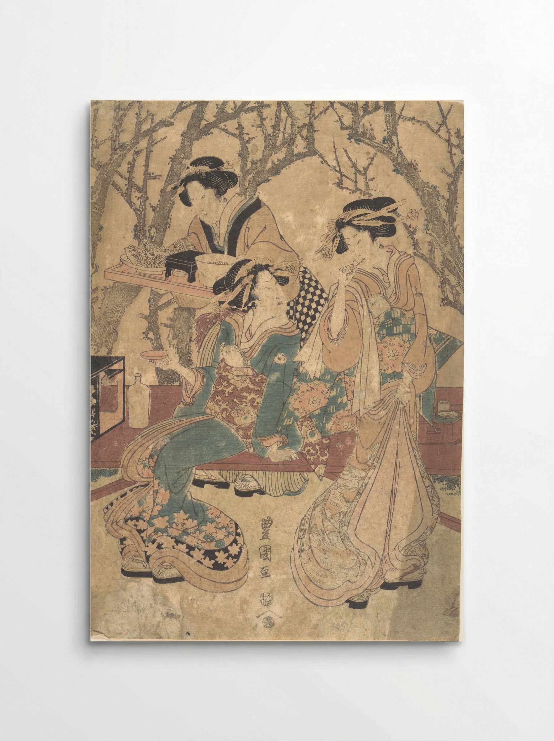 Three Women Dining Before a Group of Trees - Utagawa Toyokuni I - Poster