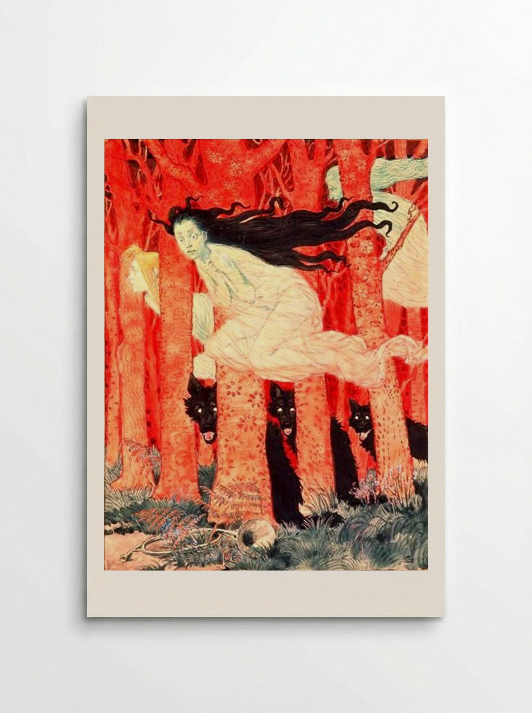 Three Women and Three Wolves - Eugène Grasset - Poster