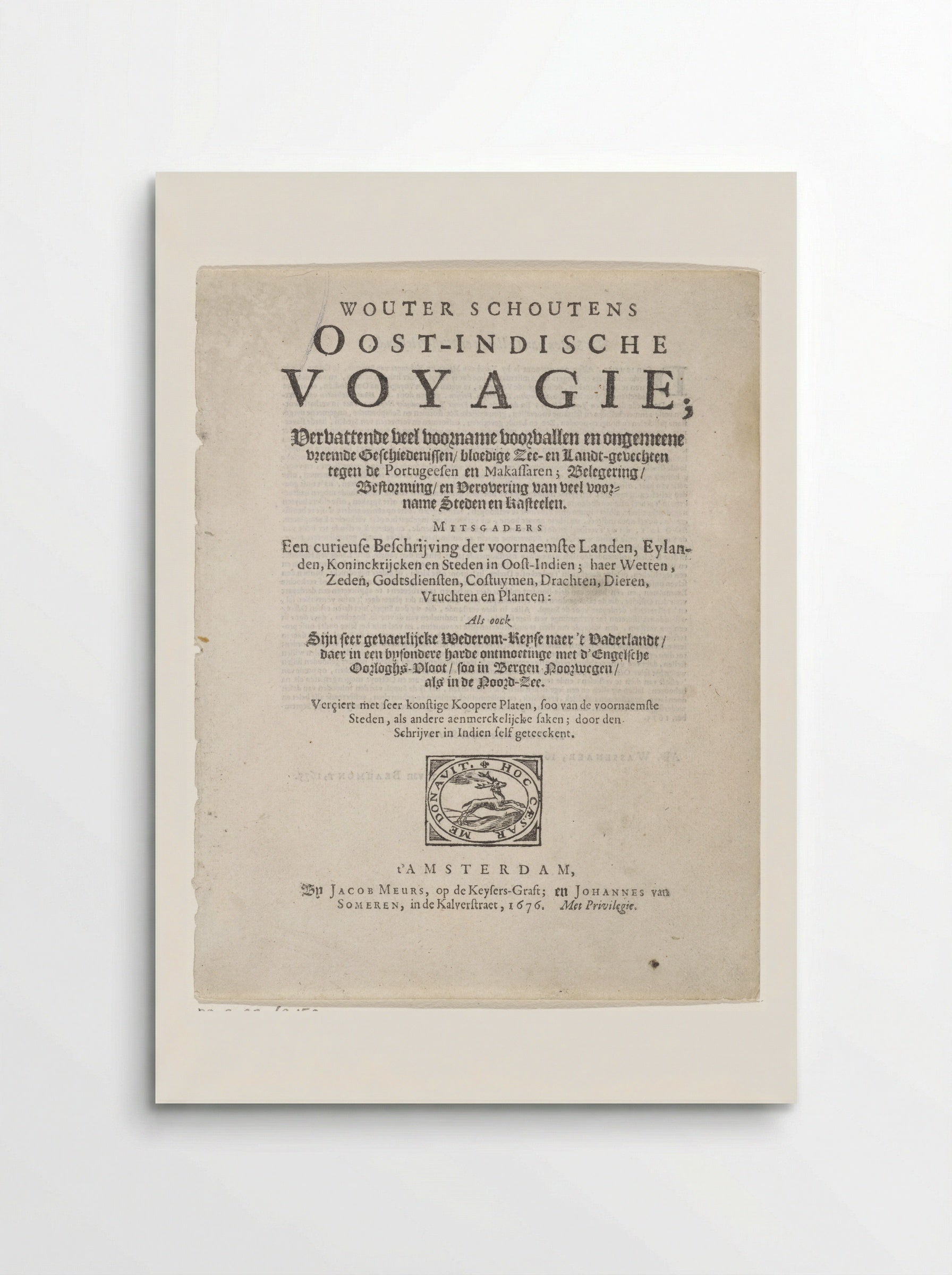 Title Page of Oost-Indische Voyagie - Wouter Schouten - Poster