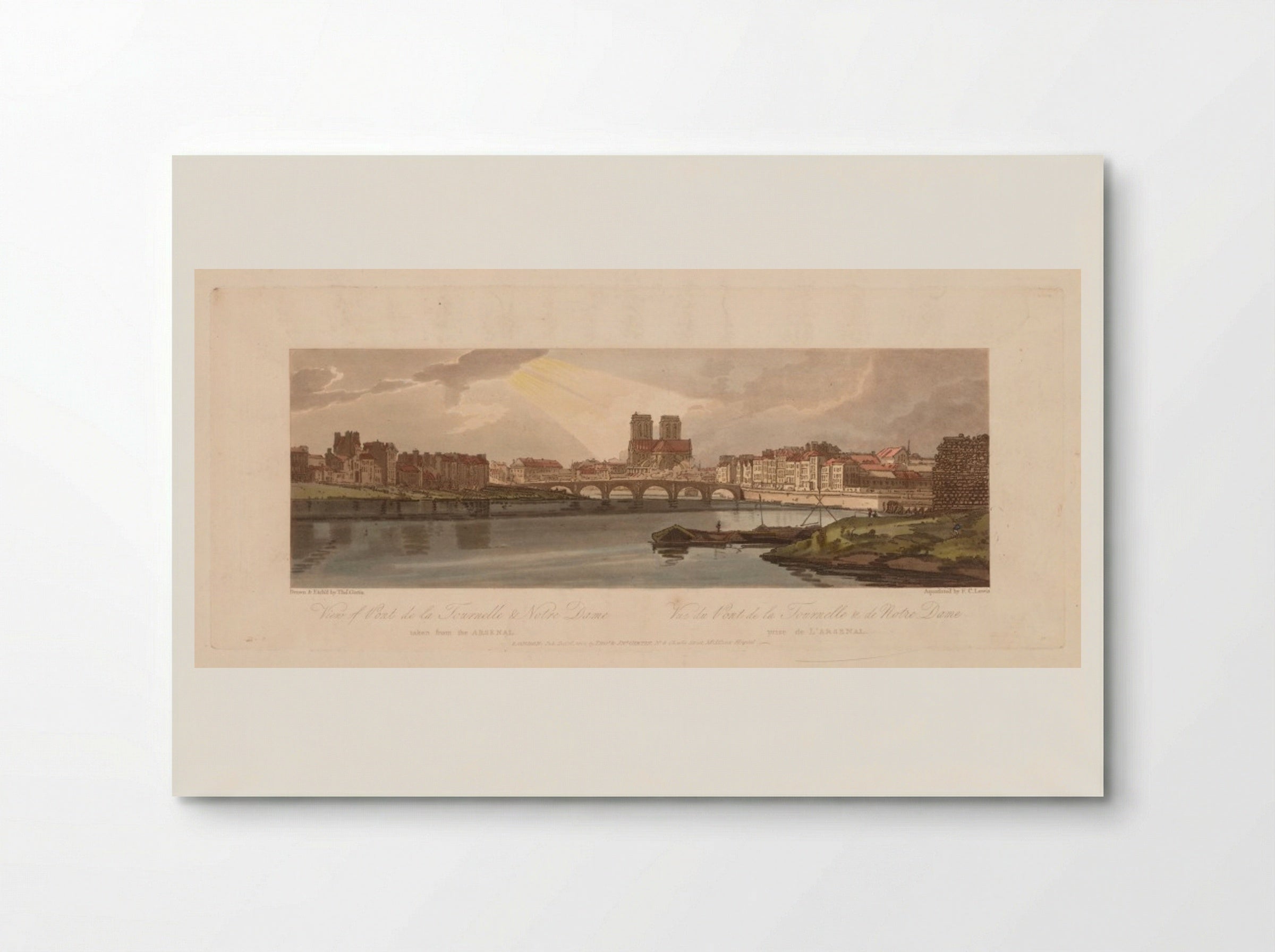 View of the Pont de la Tournelle & Notre Dame Taken from the Arsenal - Thomas Girtin - Poster
