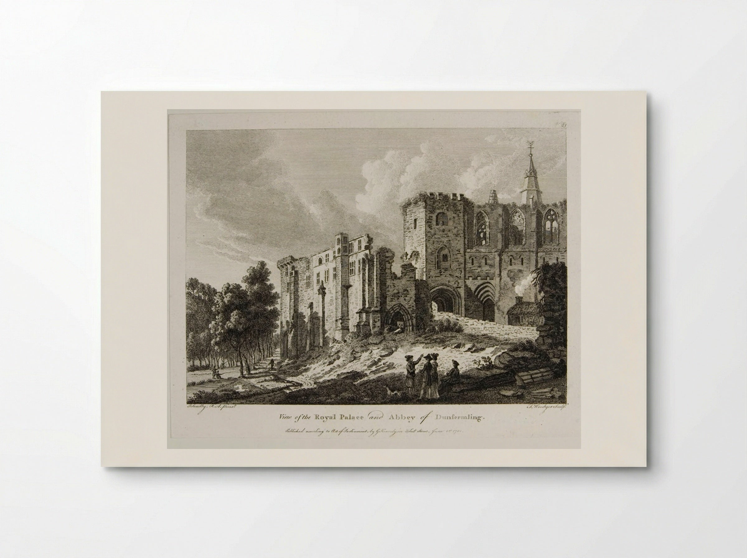 View of the Royal Palace and Abbey of Dunfermline - T. Woodyer - Poster