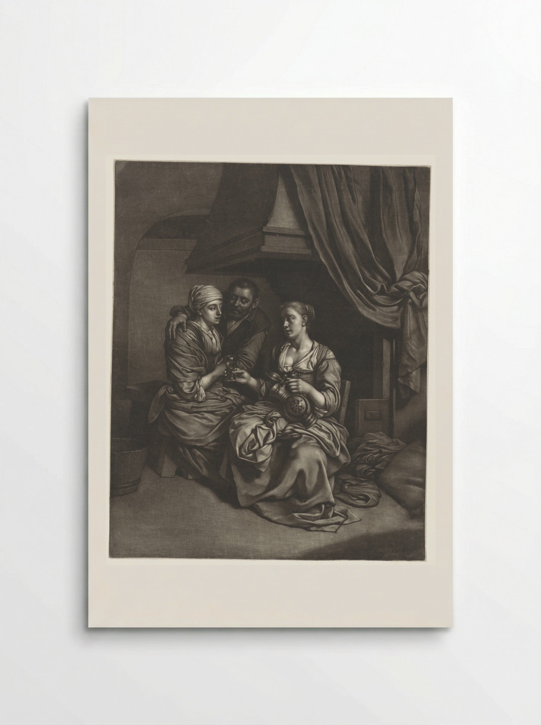 Vrouwen en een man bij de haard - Wallerant Vaillant - Poster