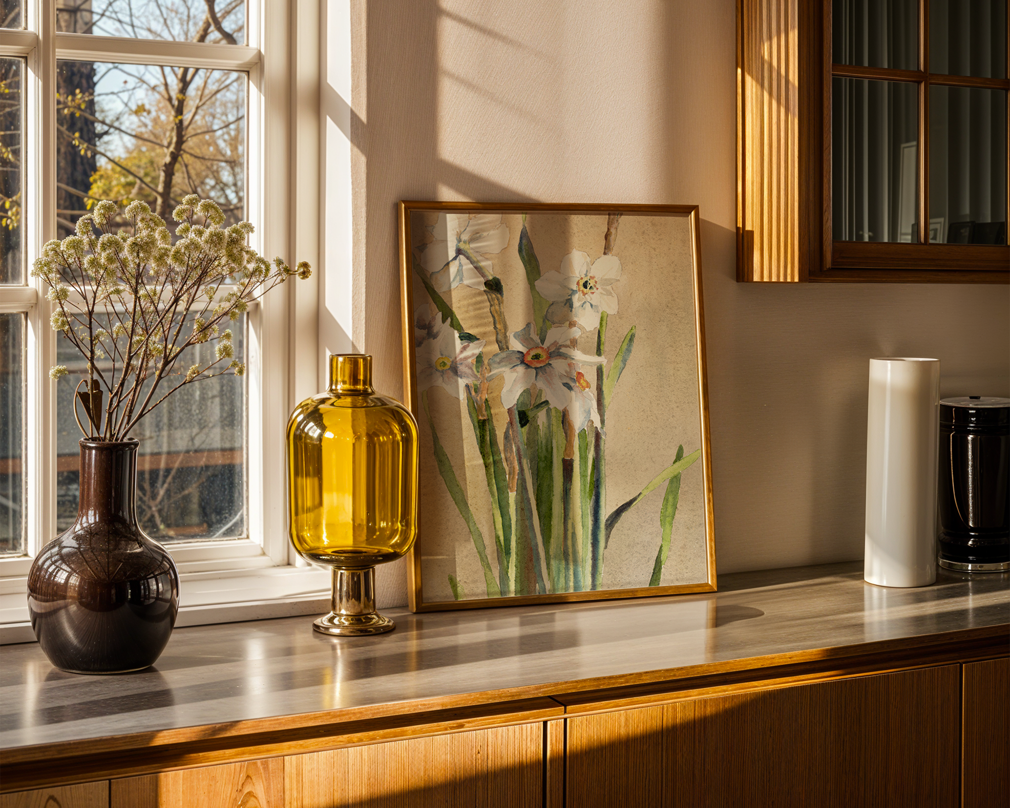 White-Narcissus-with-Gray-Accents-(1915)-by-Hannah-Borger-Overbeck mockup