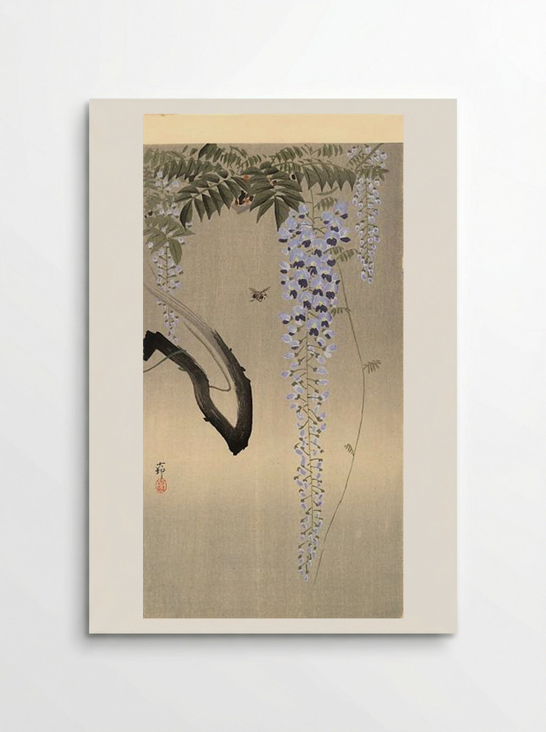 Wisteria and Bee - Ohara Koson - Poster