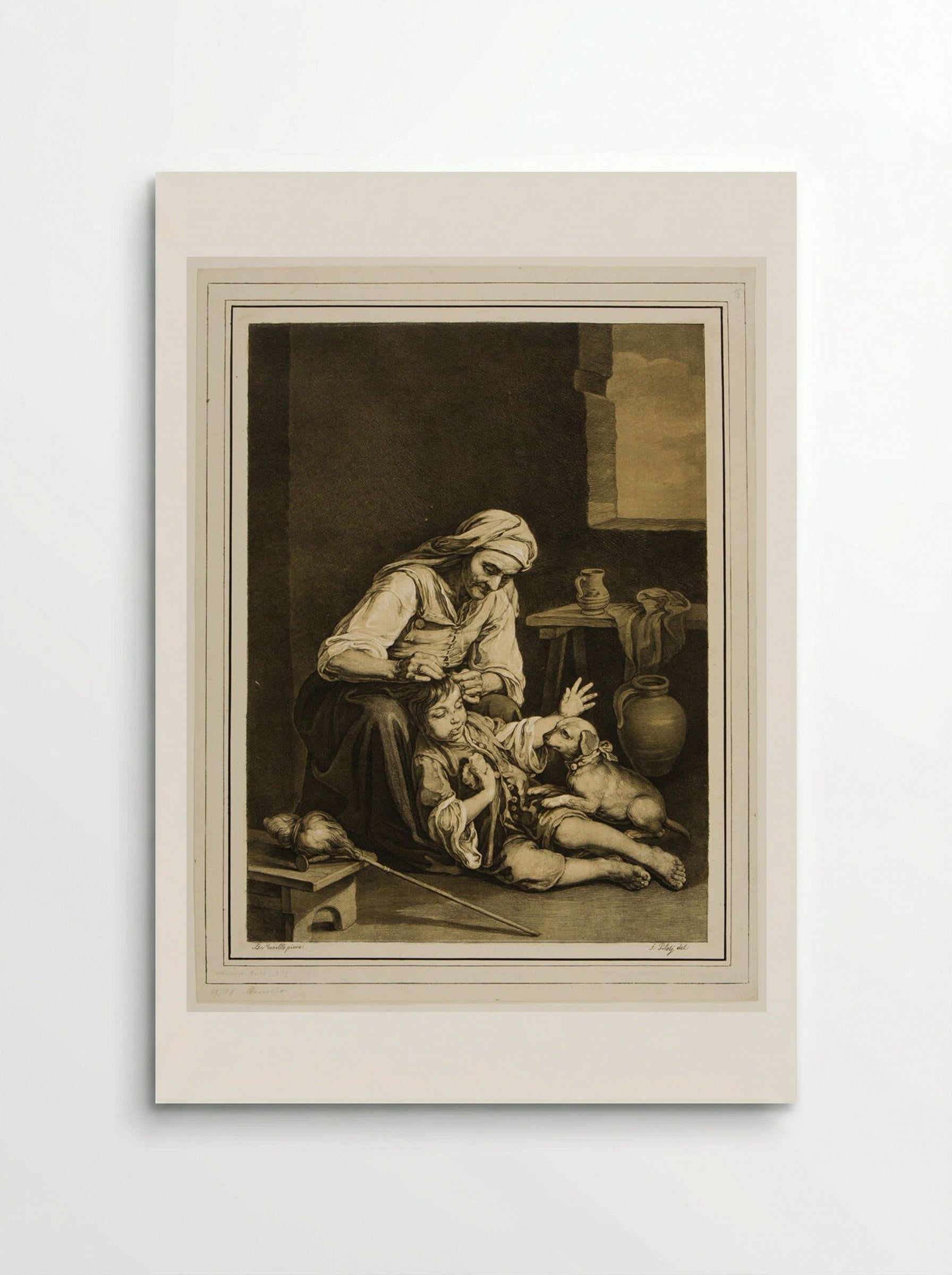 Woman, Boy, and Dog - Ferdinand Piloty - Poster