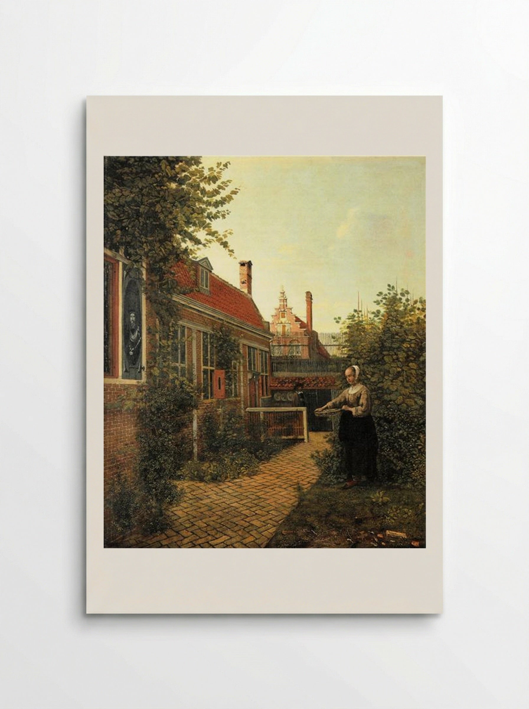 Woman with a Basket of Beans in a Kitchen Garden - Pieter de Hooch - Poster